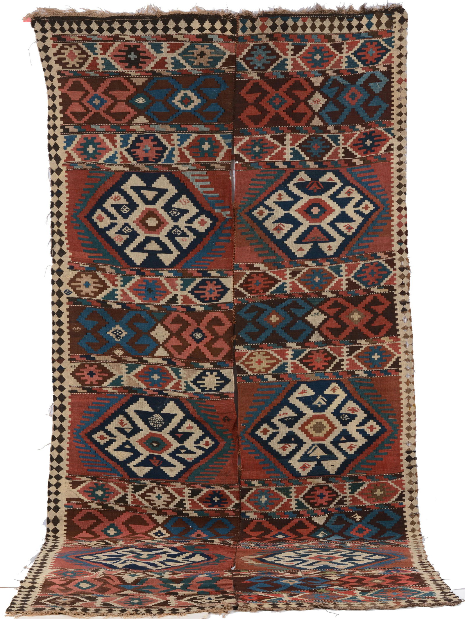 Caucasian Two Panel Kilim, ca. 1900 11 ft. 9 in. x 5 ft. 5 in. Provenance: The George Gilmore (1 of 7)