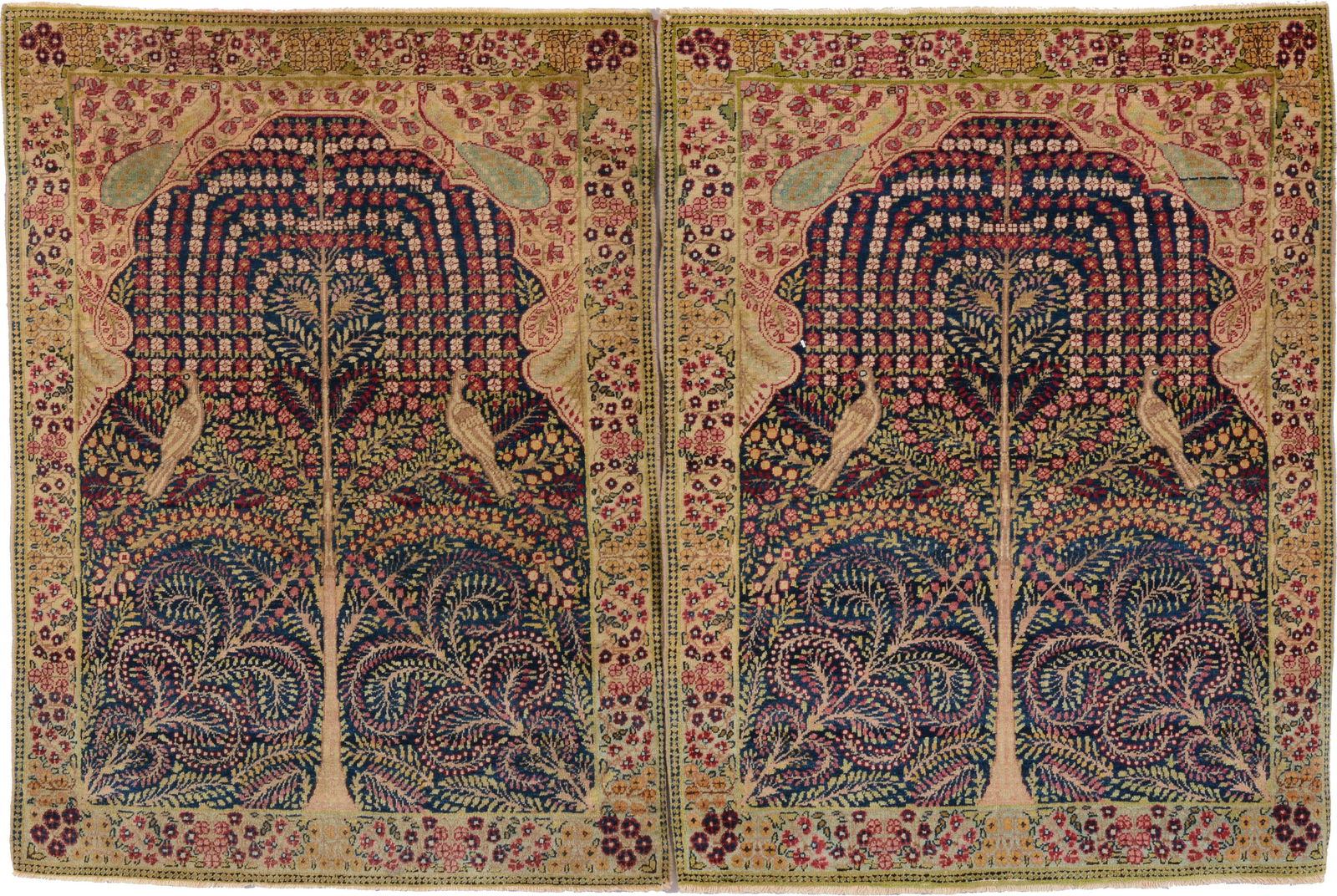 Pair of Kirman Prayer Mats, Persia, ca. 1900 2 ft. 8 in. x 1 ft. 11 in. Provenance: The George (1 of 4)