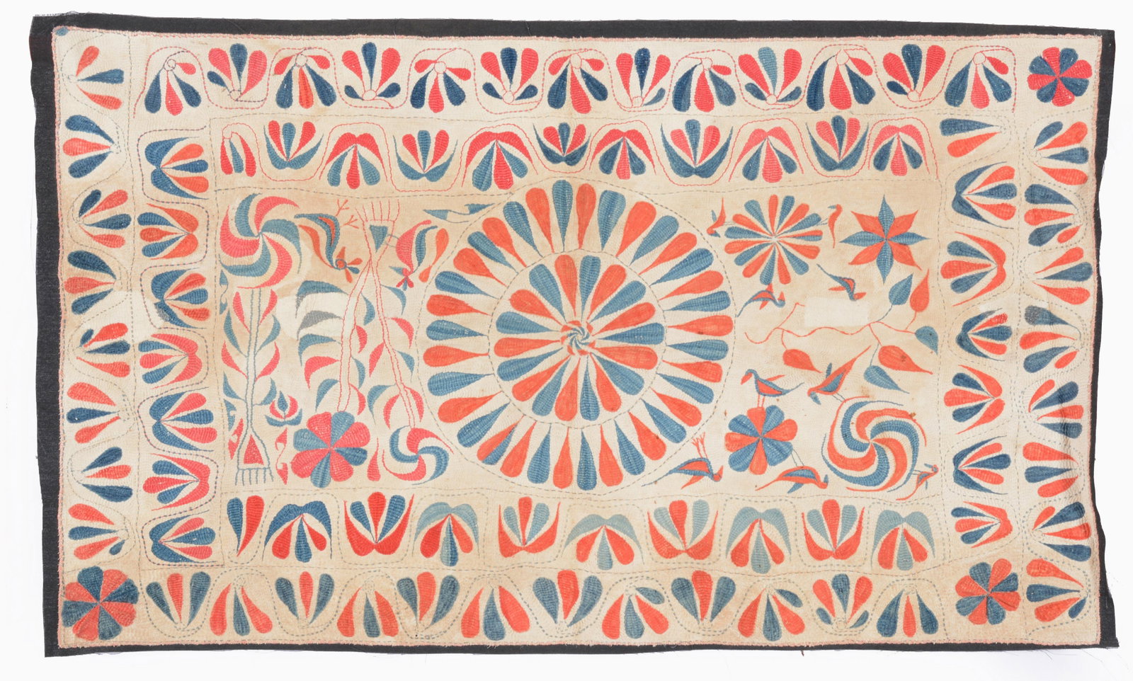 Turkeman Embroidery, ca. 1875 2 ft. 10 in. x 1ft. 8 in. Provenance: The George Gilmore collection.: Turkeman Embroidery, ca. 1875 2 ft. 10 in. x 1ft. 8 in. Provenance: The George Gilmore collection.