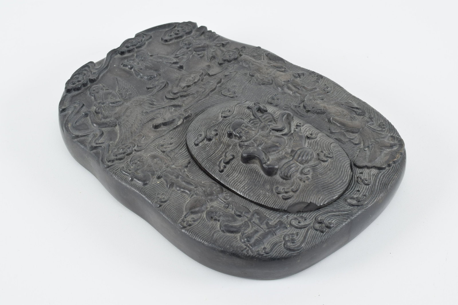 Chinese carved ink stone. 9in. (1 of 4)