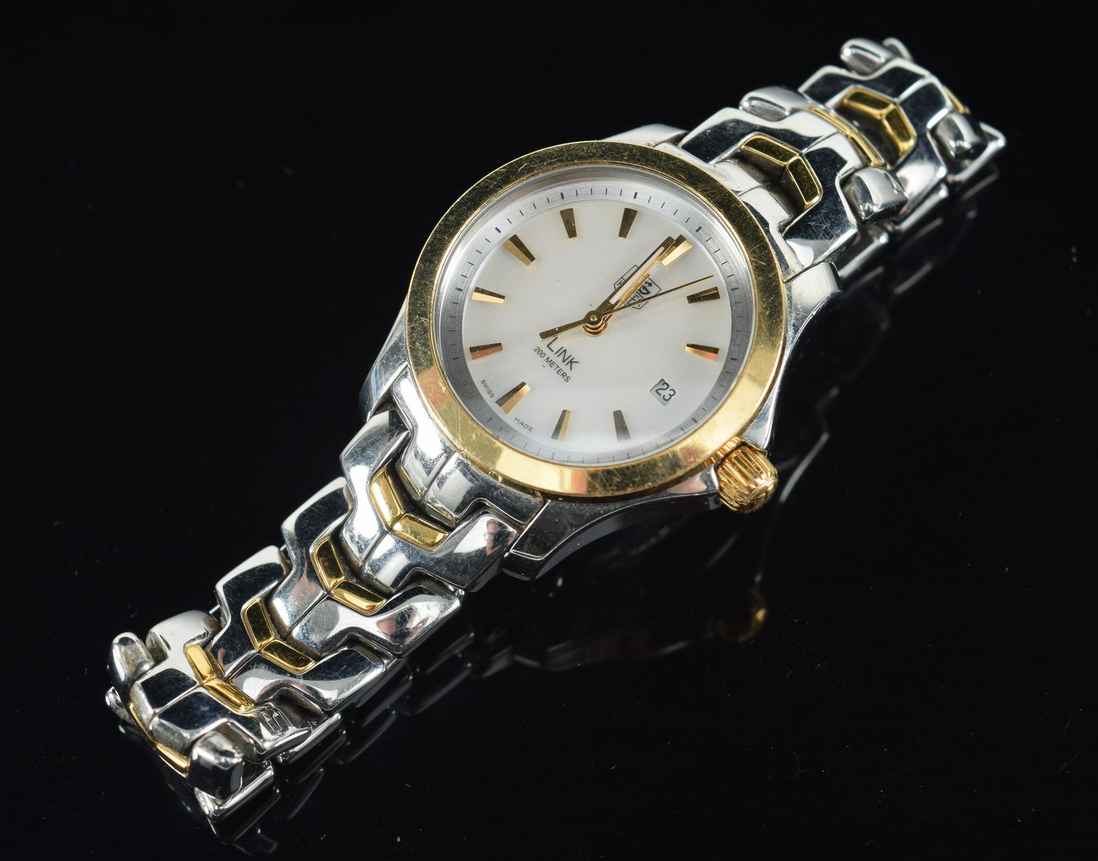 Tag Heuer 18K gold and stainless watch and band. "Link 200 meters" model WJF 1352 LP 4672 serial (1 of 14)