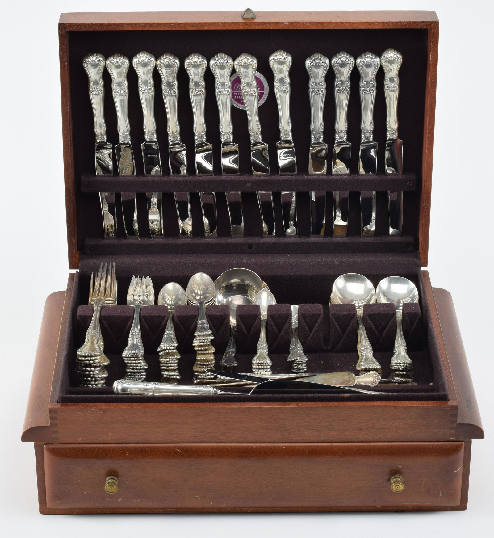 147 Piece Gorham sterling silver flatware service, Buckingham and Chantilly patterns, 159 ozt total. (1 of 10)