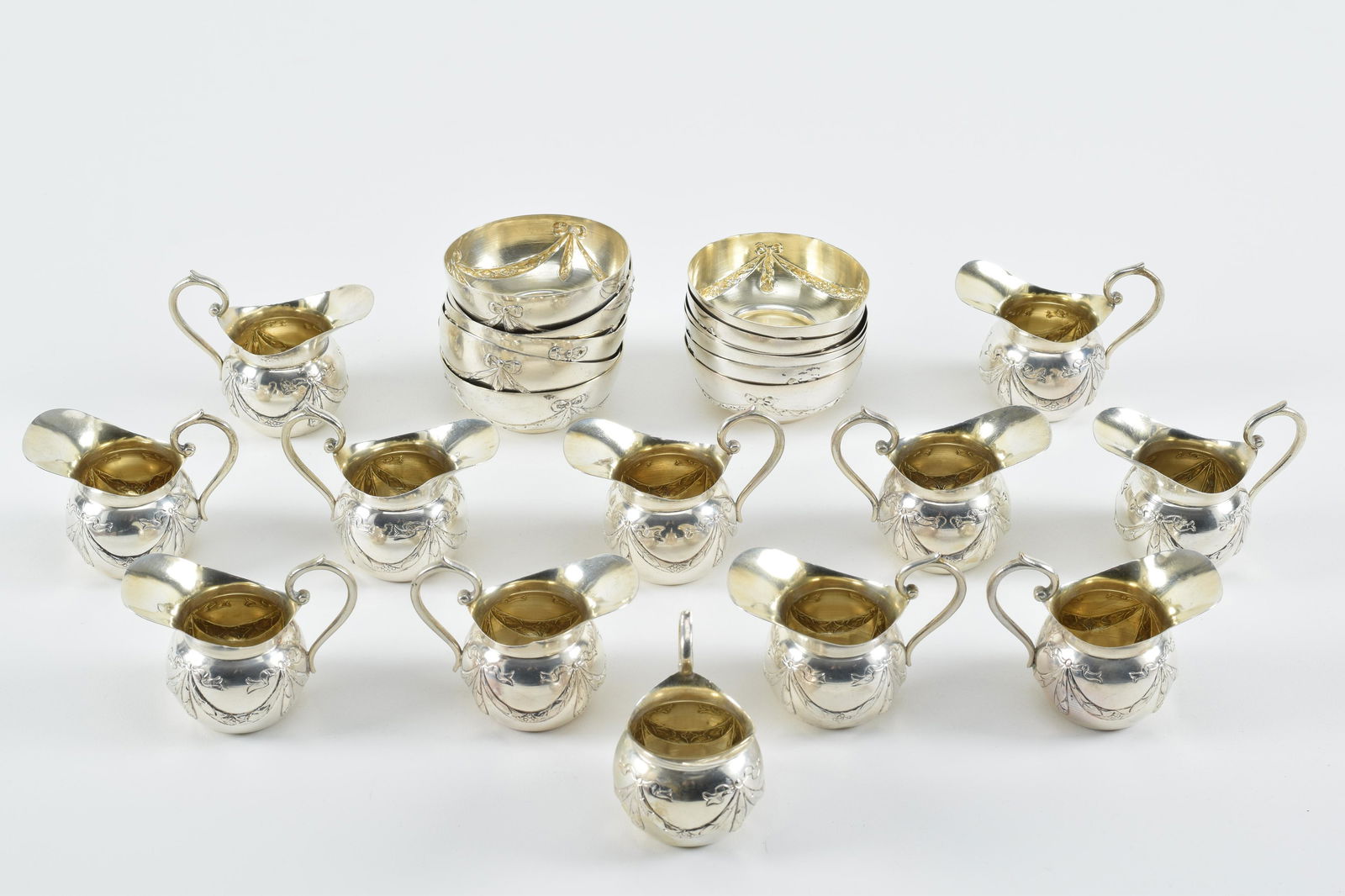 19th/20th century continental 800 silver miniature bowls and pitchers. Includes 12 bowls and 12 (1 of 7)