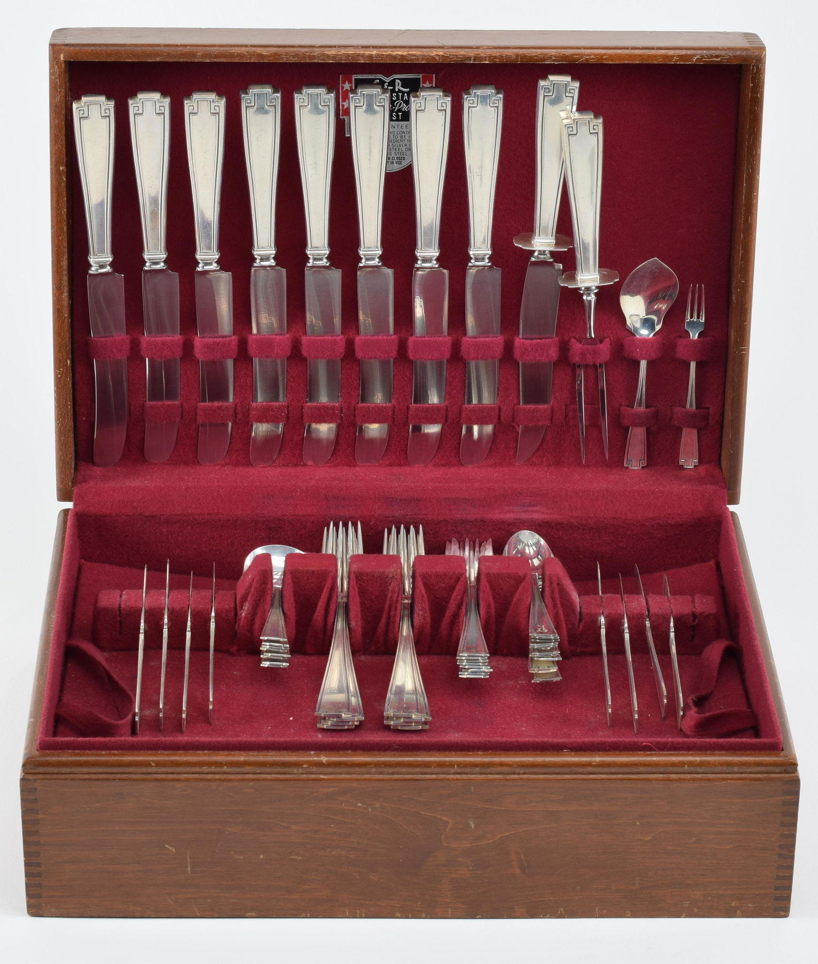 75 Piece Gorham "Etruscan" sterling silver flatware service. 72.5 ozt total. Cased. (1 of 7)