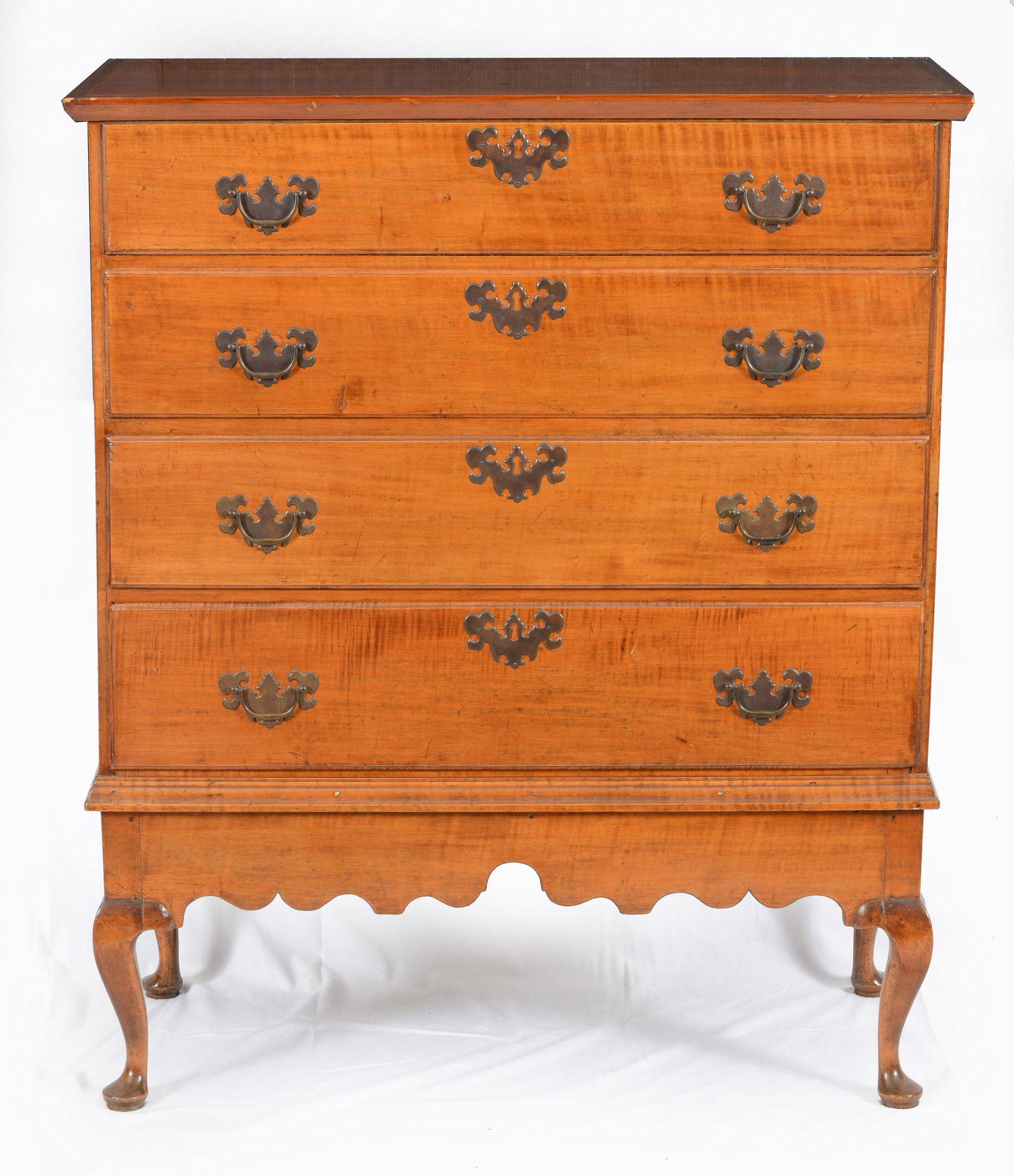 Queen Anne maple blanket chest on frame, circa 1780. Lift top cabinet above two long drawers on a (1 of 4)