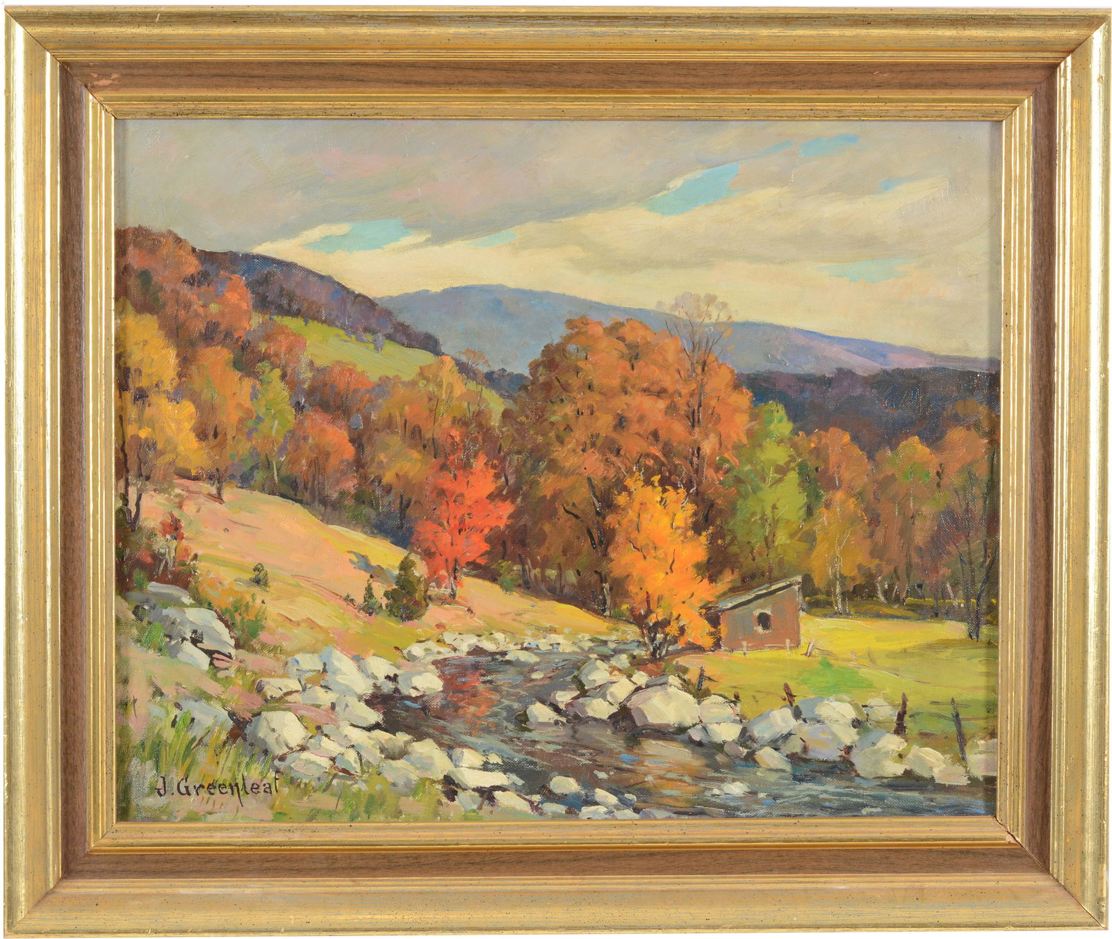Jacob Greenleaf. "Mountain Brook - Jamaica, Vermont". Hillside river landscape. Oil on canvas. (1 of 9)