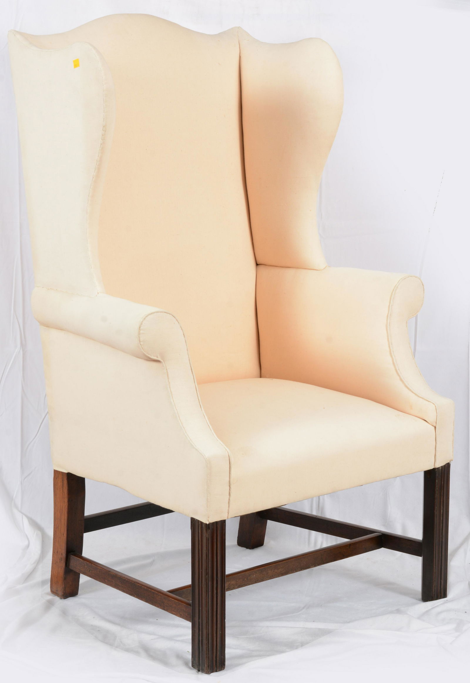 Chippendale mahogany easy chair with fluted legs, circa 1780. Shaped wing back with rolled arms (1 of 5)