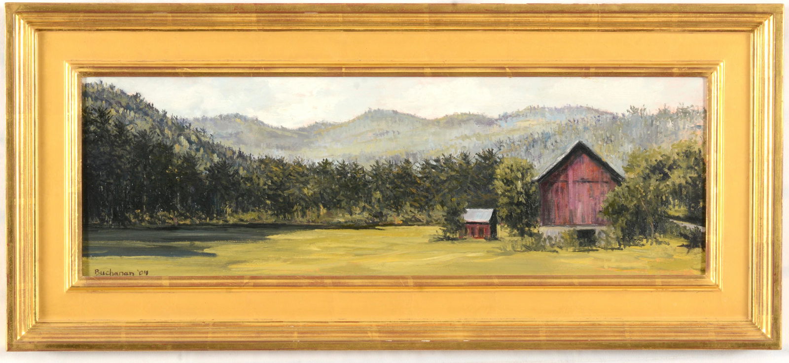 Emily Buchanan. American. Mountain landscape with farm. Oil on panel. Signed and dated lower left (1 of 6)