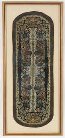 Embroidered panel. China. 18th/early 19th century. Rectangular form with rounded ends. Embroidery of (1 of 6)
