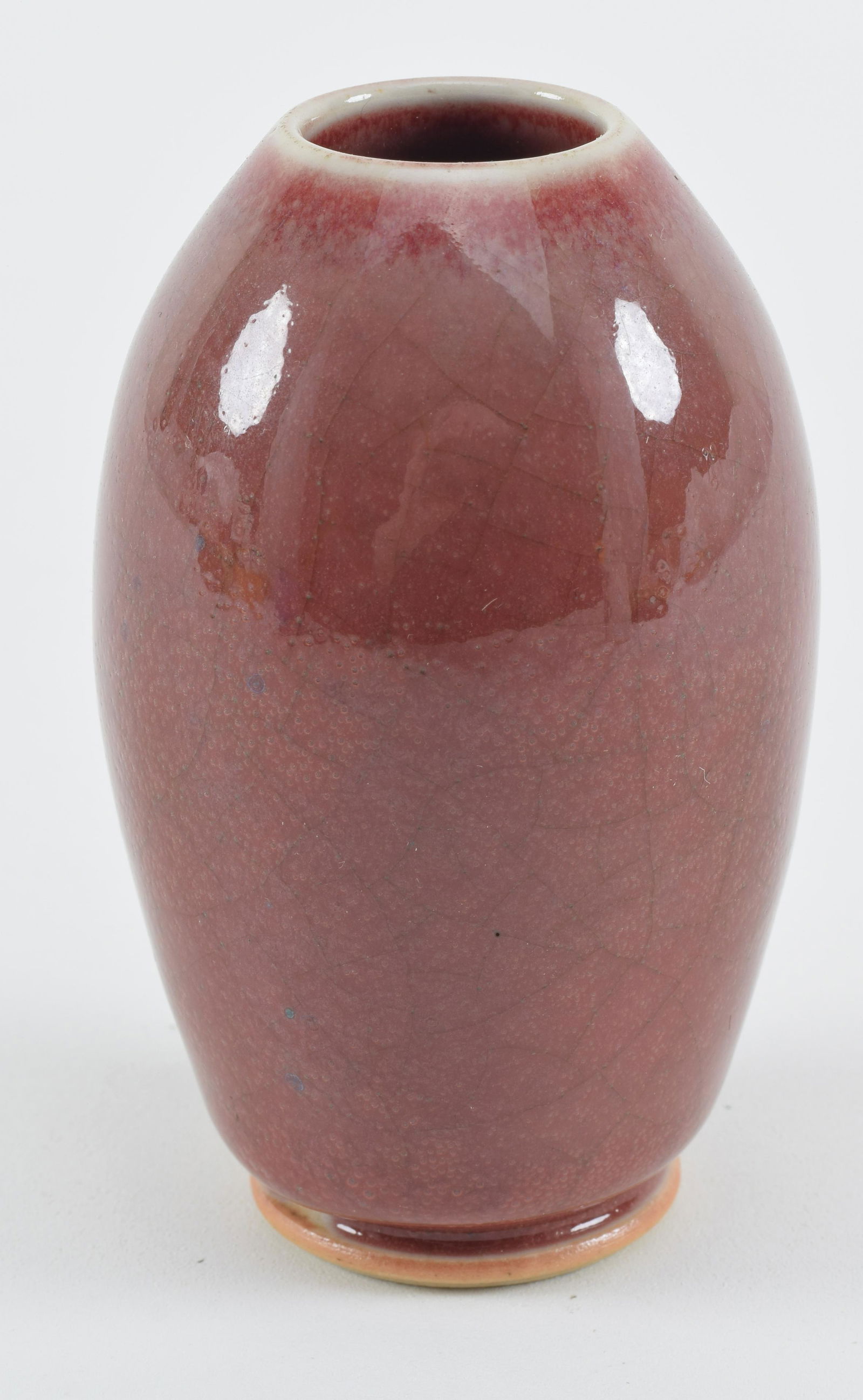 Peach bloom vase. China. 19th century. Oviform shape. 4in H. (1 of 5)