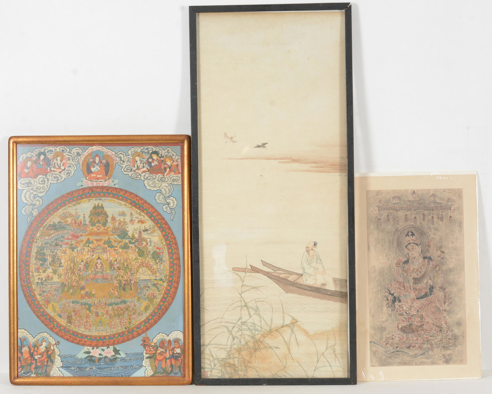 3 artworks. China and Japan. 19th-20th century. To include: a thangka, print of a buddha, and a (1 of 6)