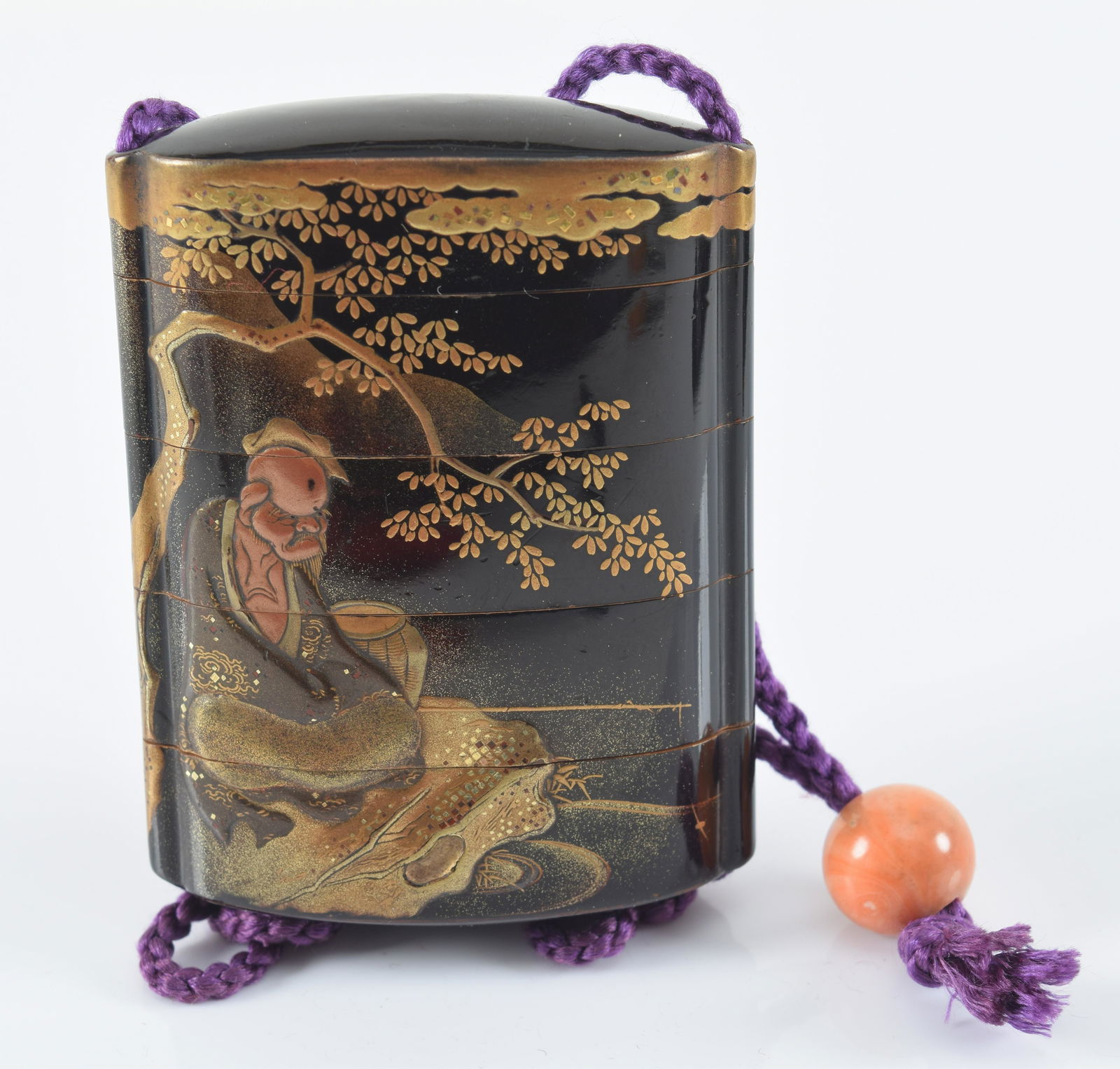 Inro. Japan. 19th century. 4 compartment type. Decoration of the Tang dynasty poet Li Po with an (1 of 4)