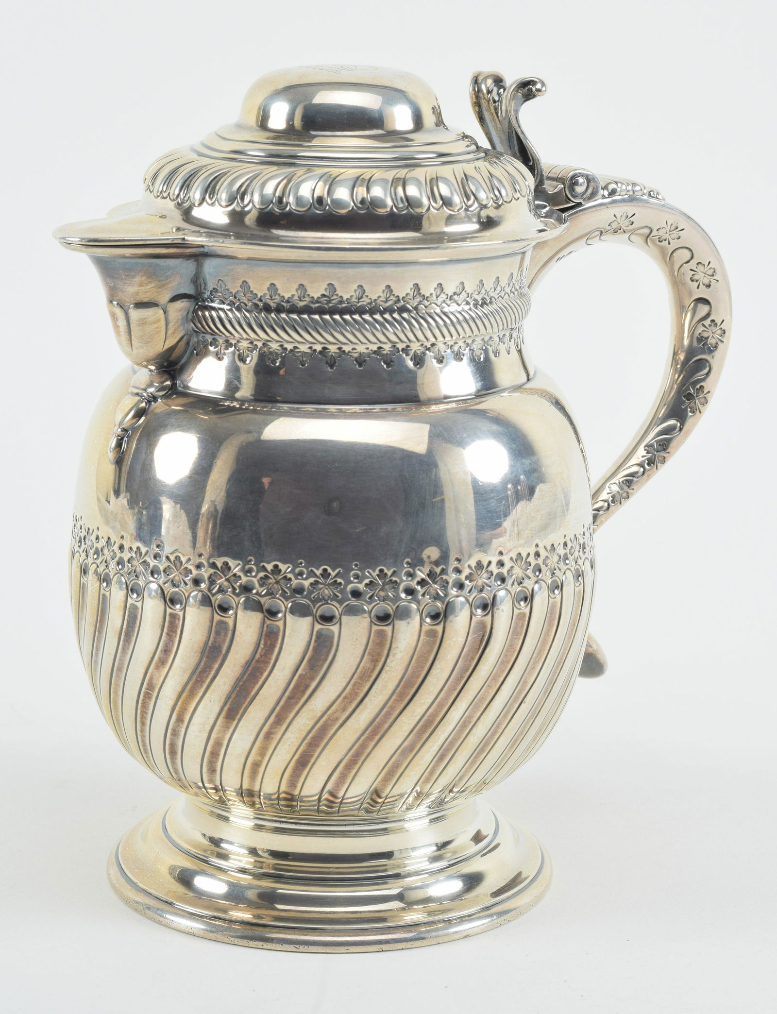 Tiffany & Co. Makers sterling silver covered water pitcher. Early 20th century. Stamped quatrefoil (1 of 10)