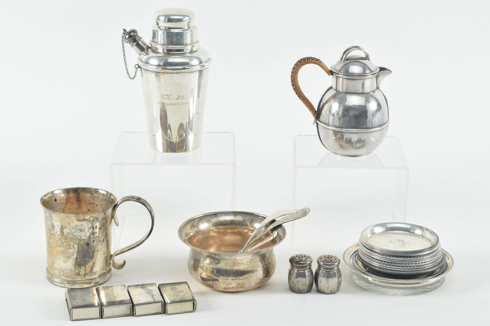 Group of sterling silver dishes and accessories. To include 13 small dishes, a Tiffany & Co. (1 of 10)