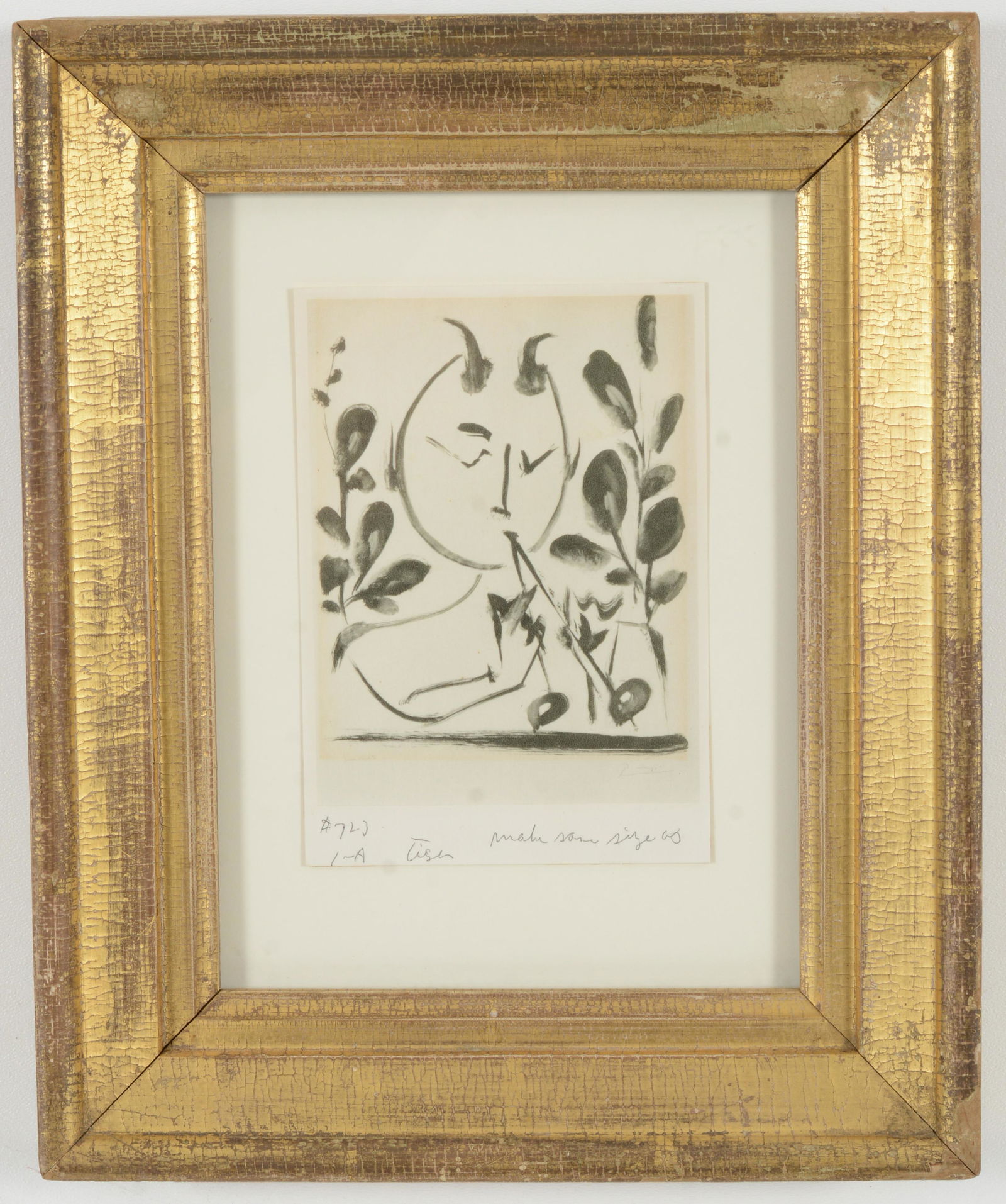 After Picasso. Petit Nu Couche. Lithograph in colors. Framed. Image size 7 x 5 inches, overall size (1 of 6)