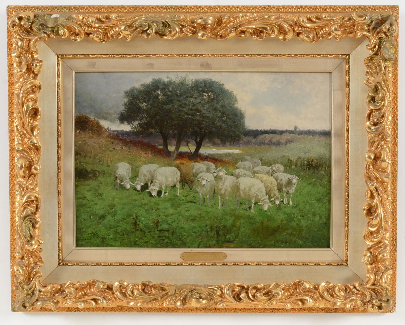 Charles T. Phelan. American 19th Century. Sheep in landscape. Signed lower left. Oil on canvas. (1 of 7)