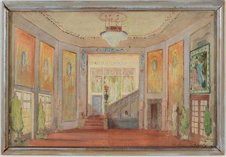 Anthony Thieme. House Interior/Vestibule. Signed lower right. Watercolor on paper. Framed and: Anthony Thieme. House Interior/Vestibule. Signed lower right. Watercolor on paper. Framed and glazed. Overall: 10 x 15in.