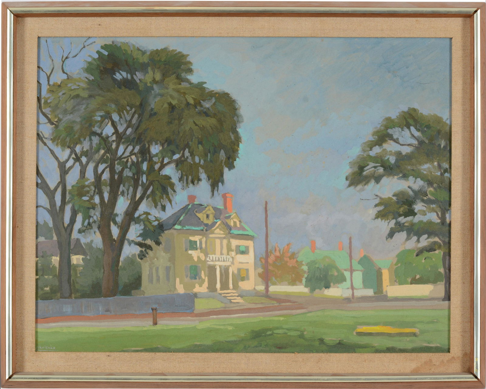 Nikolay Nikolenko. Russian/American. Town green with fine Georgian style home. Signed and dated (1 of 6)