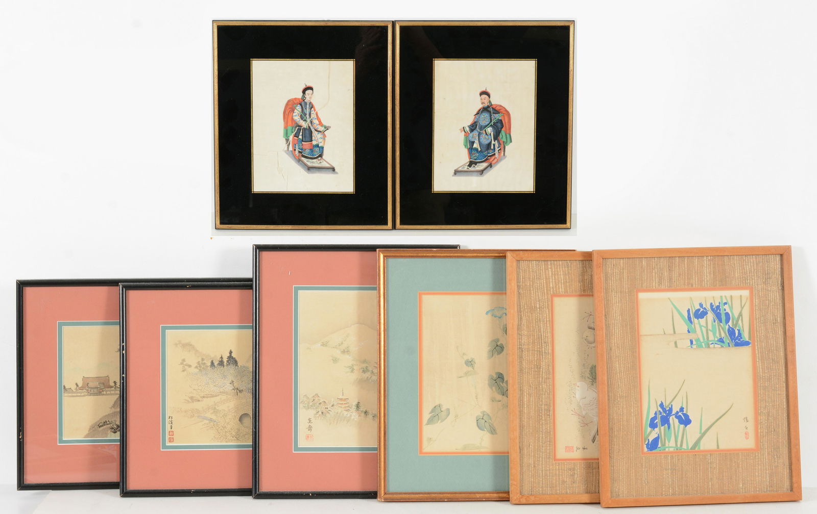 8 Chinese watercolors. Including a pair of China Trade portraits on rice paper; each: 8 1/2 x 6 1/2 (1 of 7)