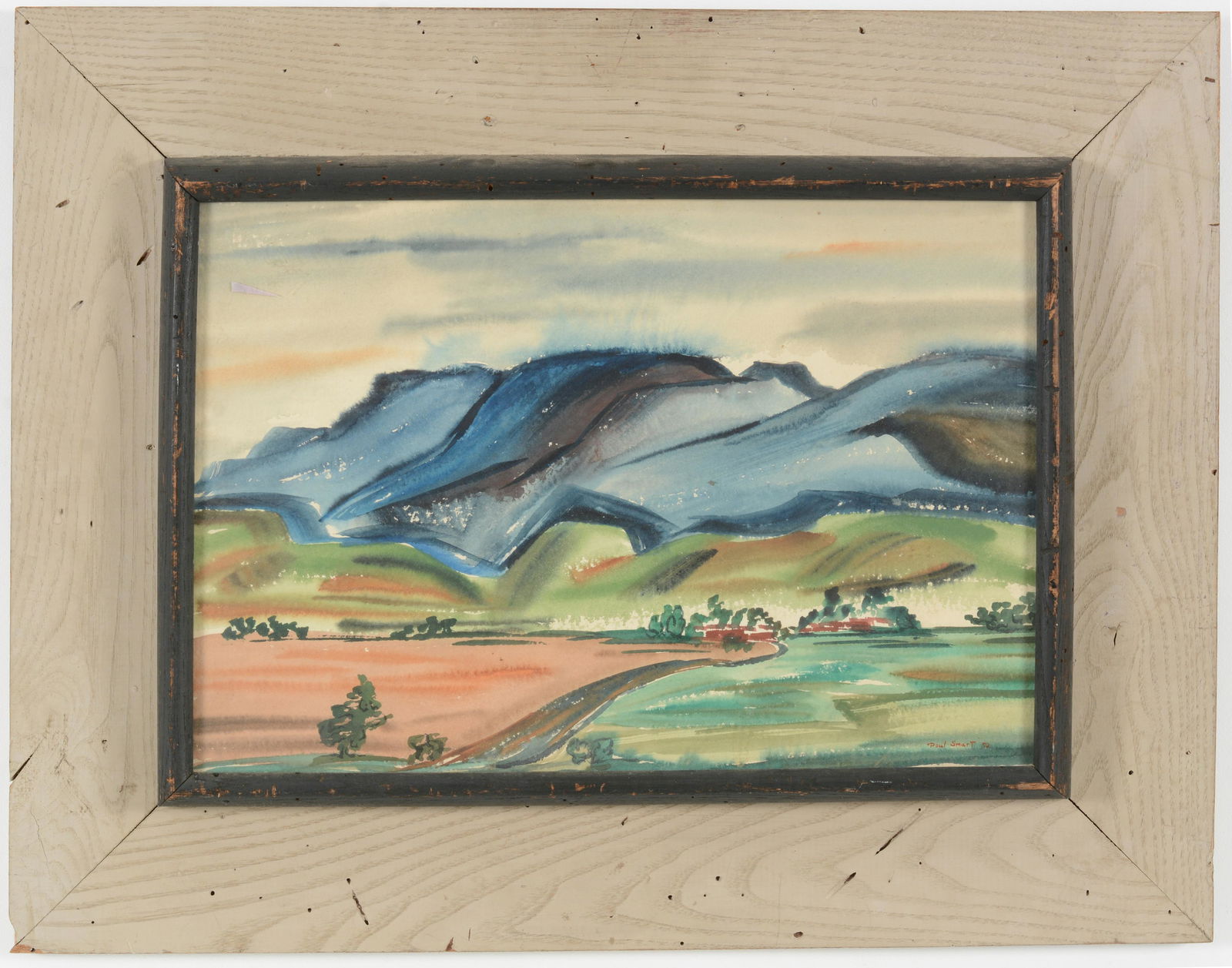 Paul Smart Dated 1950. Mountain landscape. Signed and dated lower right. Watercolor on paper. (1 of 6)