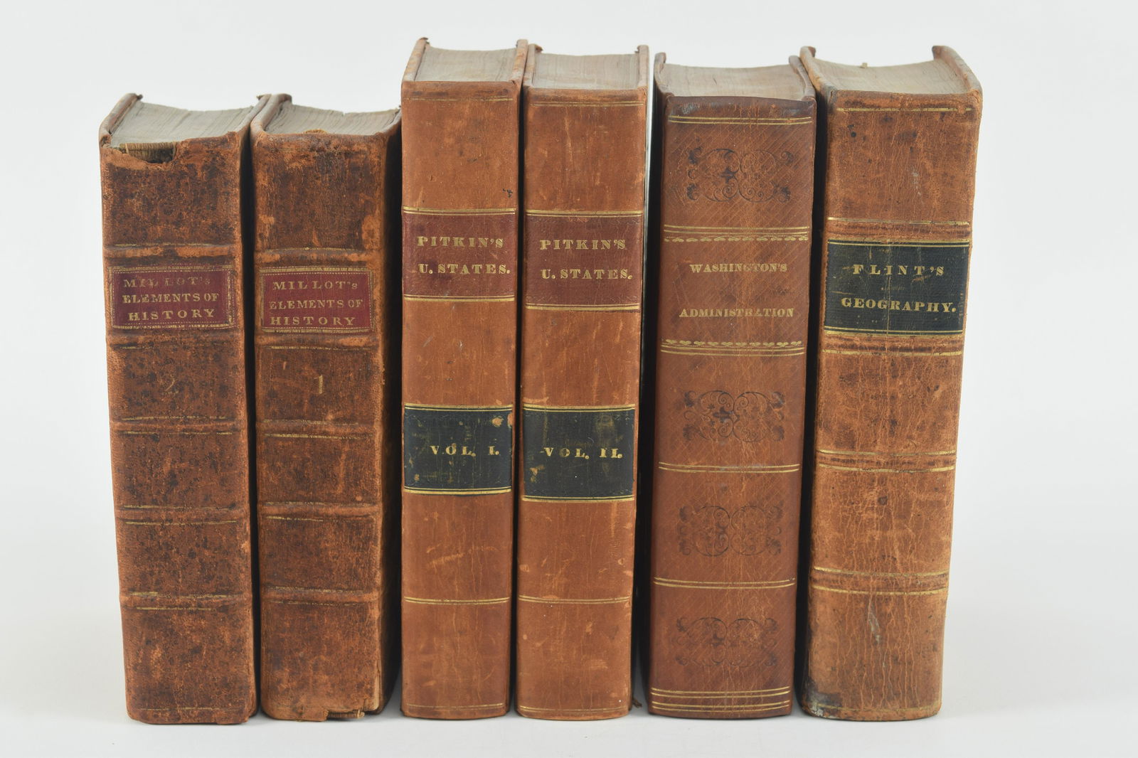 Lot of 6 antique history and geography books. To include: 1) 2 vol. Political and Civil History of (1 of 8)