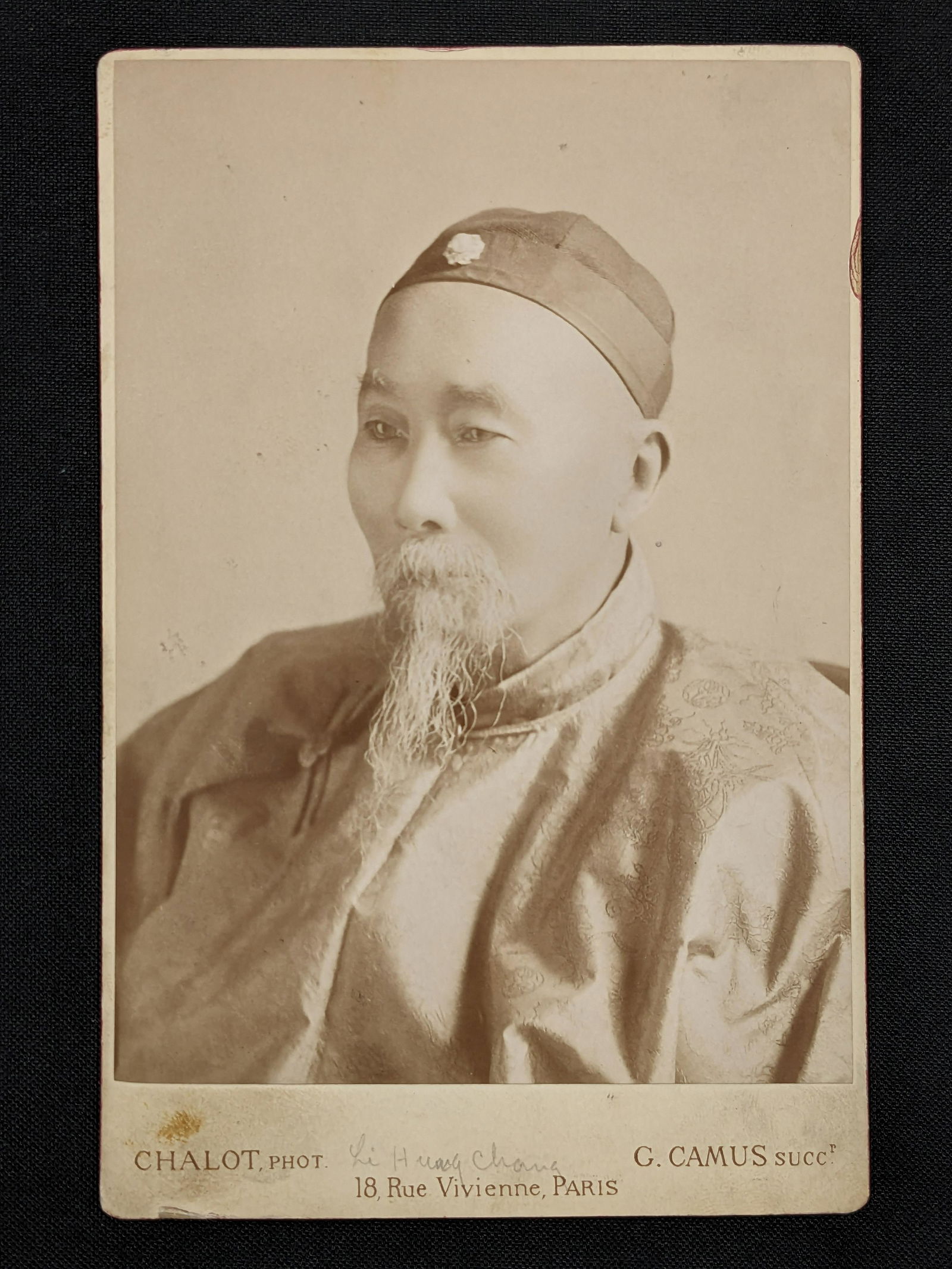 Li Hongzhang cabinet card photograph. 19th century. Sepia tone. French cabinet card, Chalot (1 of 2)