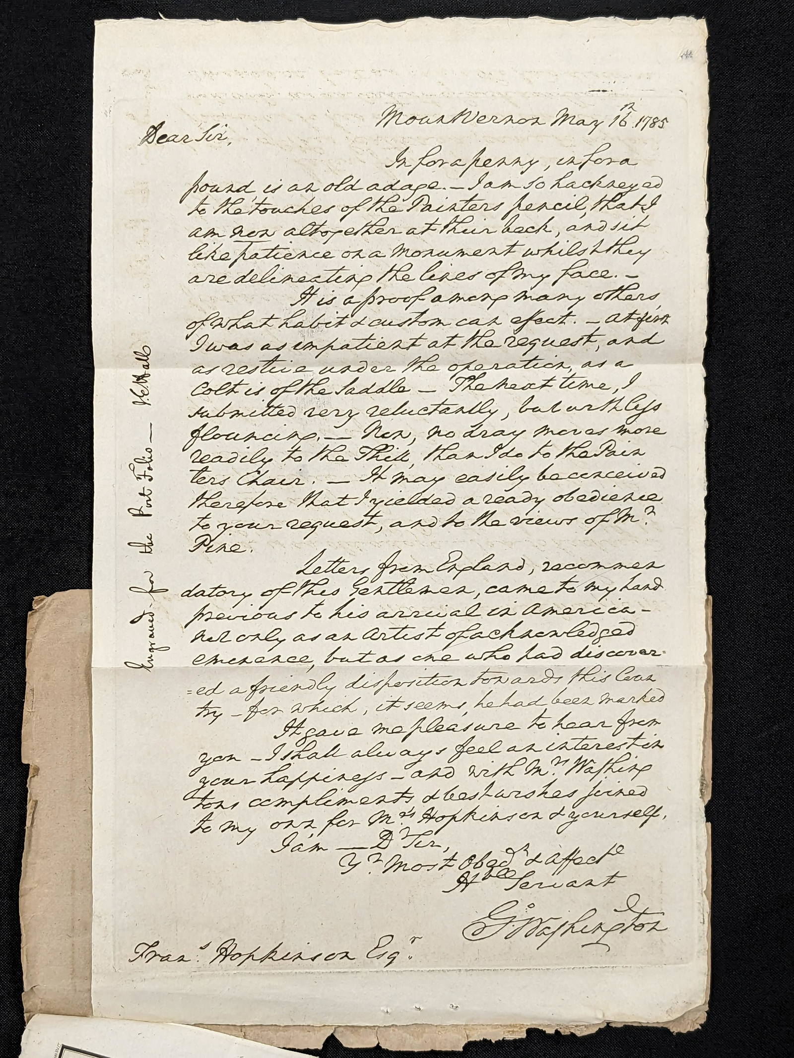 1819 "the Port Folio" Containing A Facsimile Letter From Washington Written At Mount