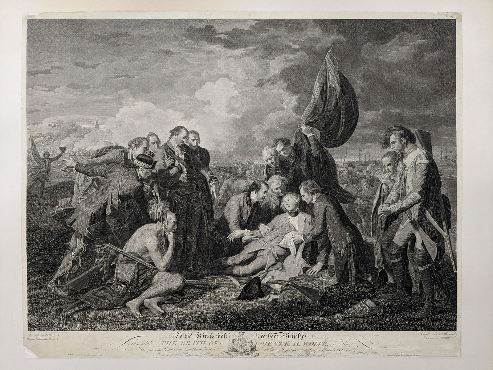 The Death of General Wolfe. William Woollett engraving after Benjamin West painting. Published 1776 (1 of 7)