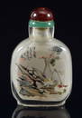 Interior painted snuff bottle. China. Early 20th century. Scene of a hen and chicks and a still