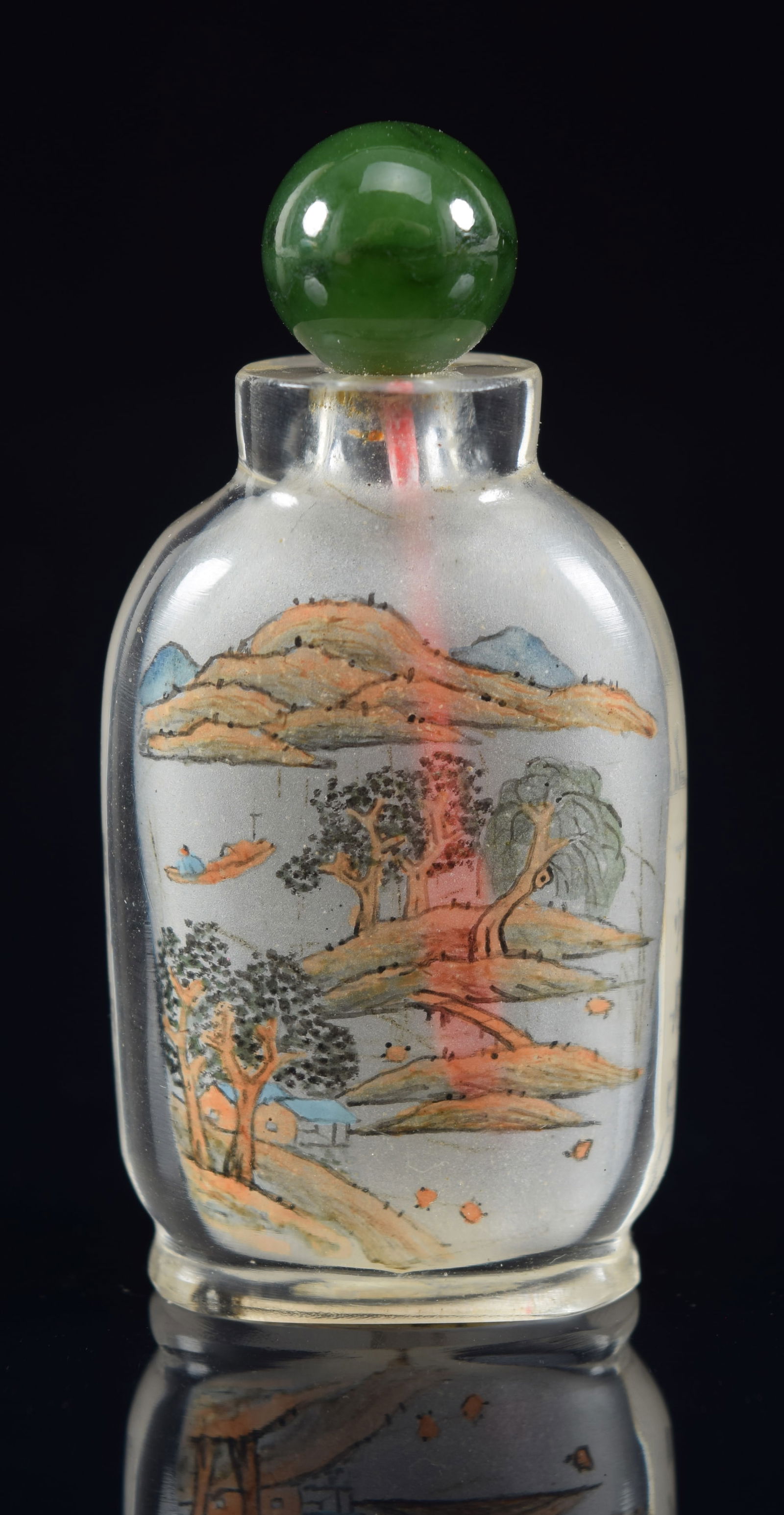 Small interior painted crystal snuff bottle. China. Early 20th century. Signed Ma Hsiao Hsuan. (1 of 6)