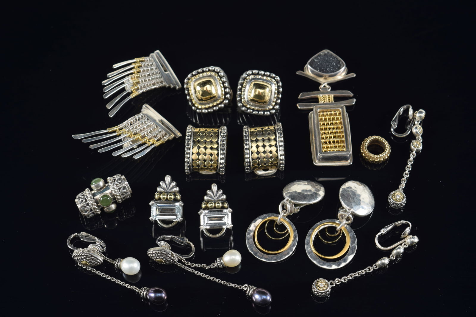 Sterling silver and gold designer jewelry. To include: 1) Cynthia Downs sterling silver and 22K wire (1 of 7)