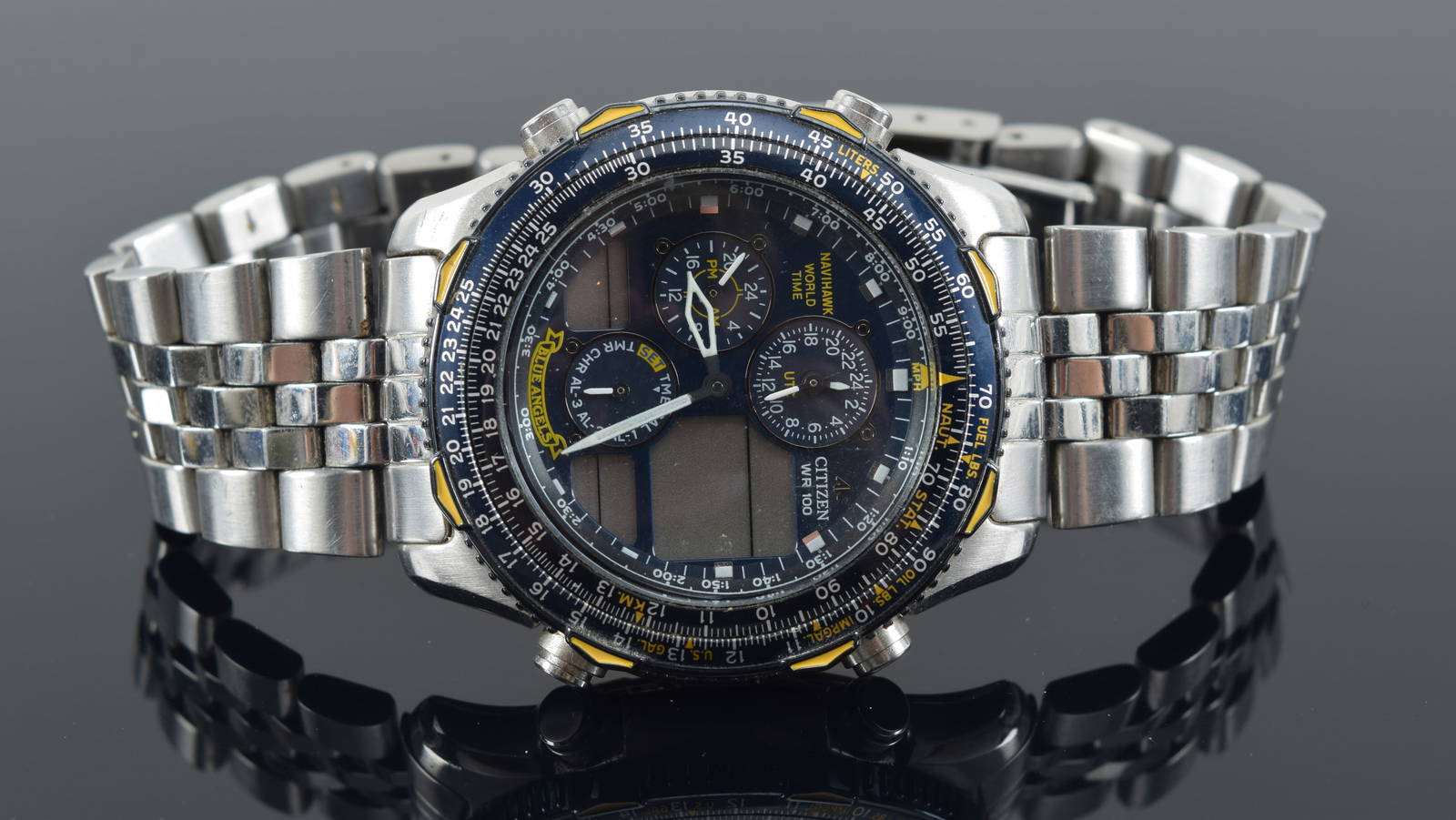 Citizen "blue Angels" Wr100 Men's Wristwatch. Stainless Steel Band ...
