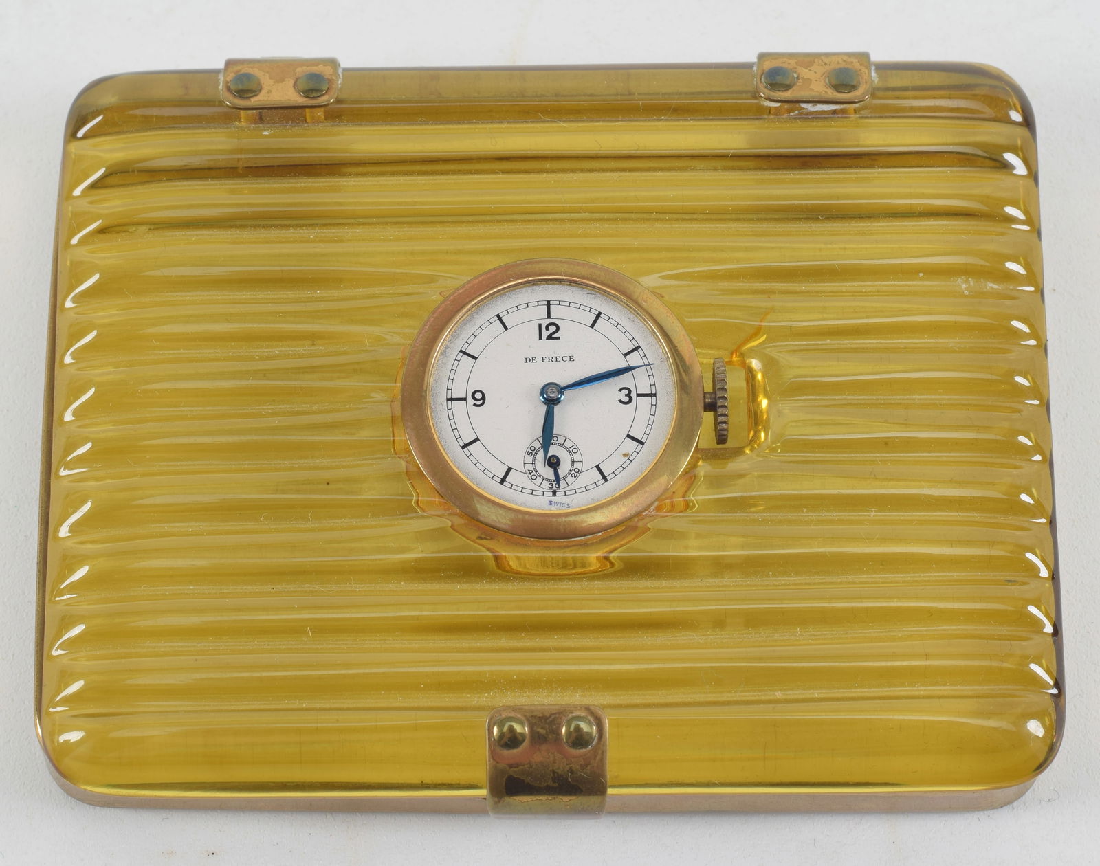 Vintage cigarette case with watch. Possible bakelite cover. (1 of 2)