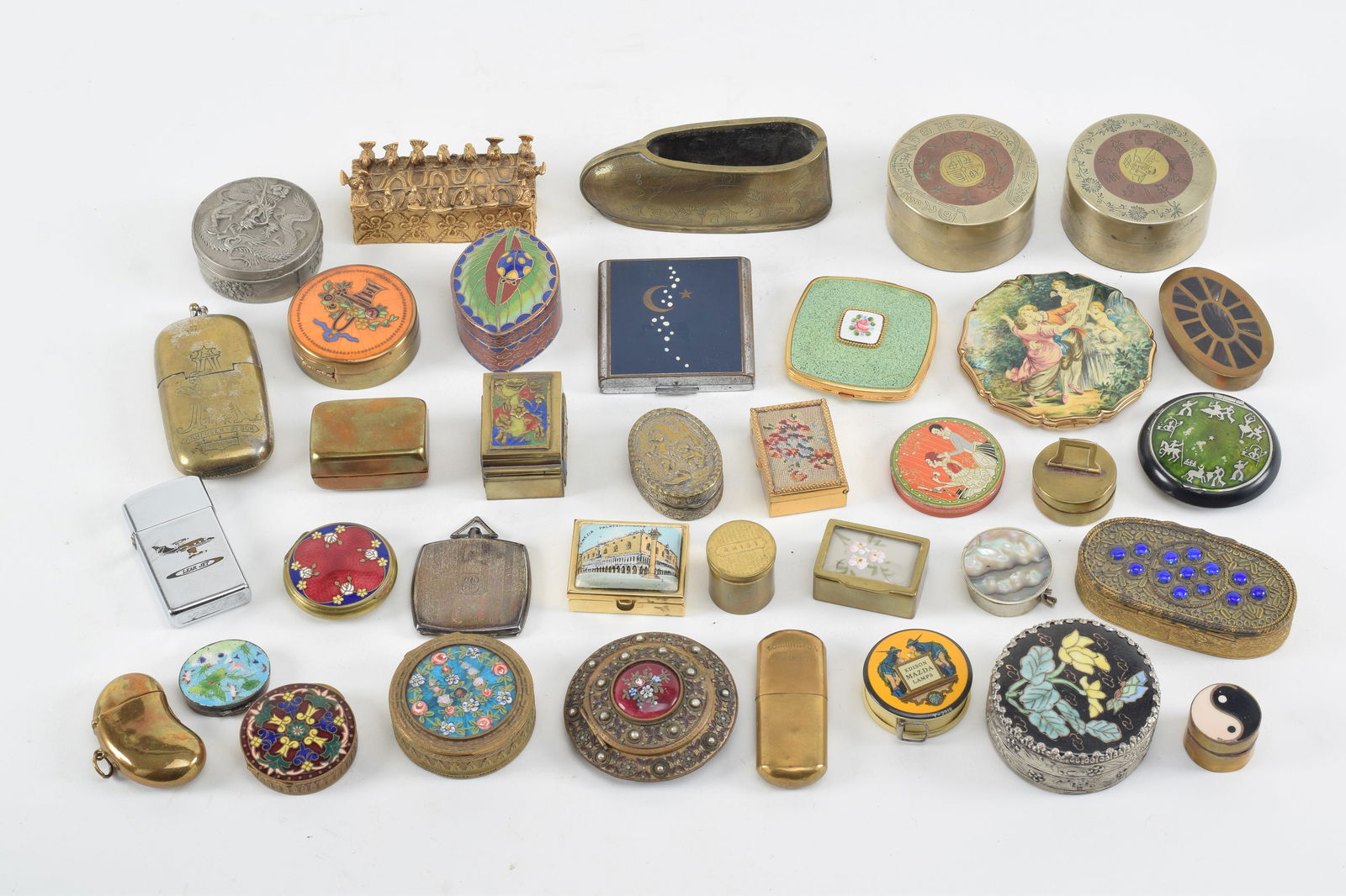 Large collection of metalware boxes, novelties and games, 19th-20th Century. (1 of 7)