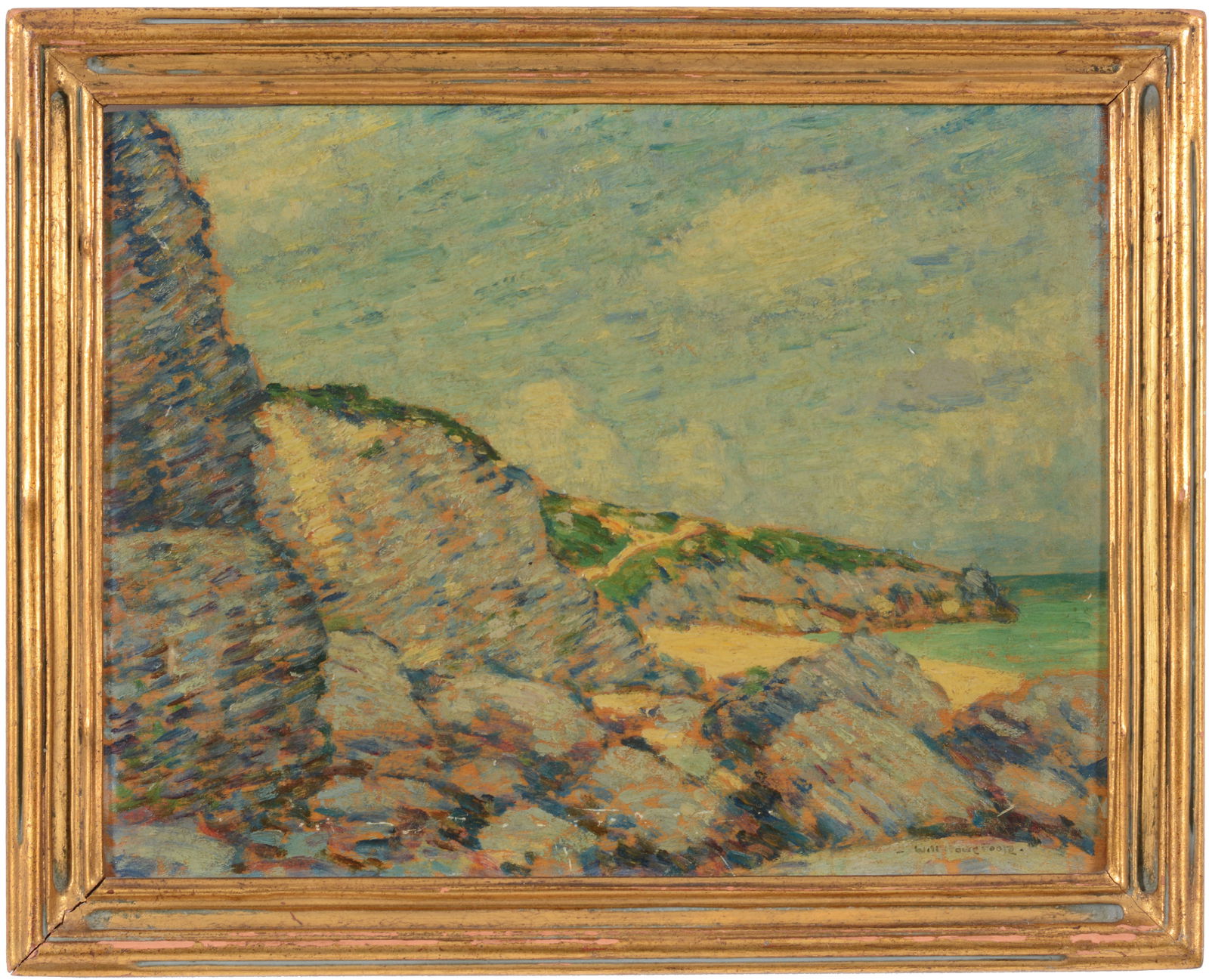 Will Howe Foote. "South Shore, Bermuda". Seascape with rocky shoreline. Oil on panel. Framed. Signed (1 of 8)