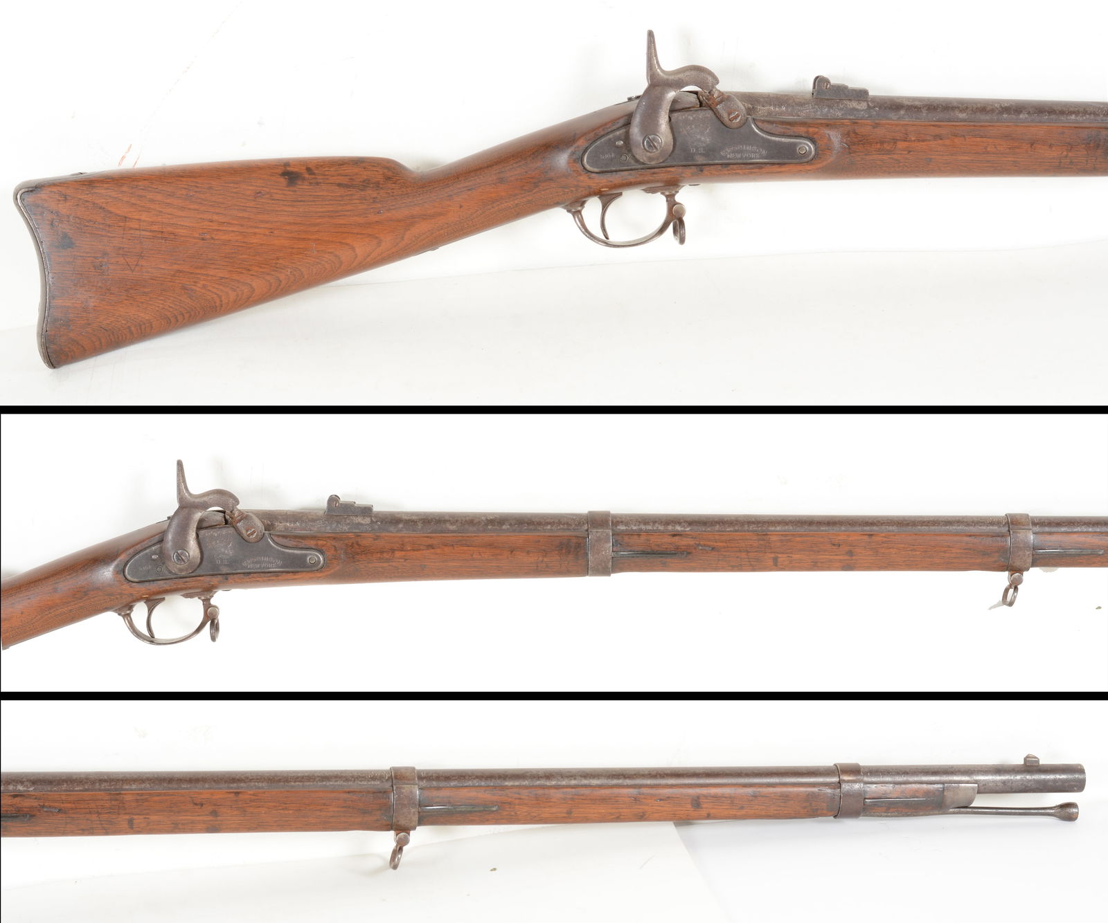 Civil War Model 1861 E. Robinson contract Musket. Lock plate is crisply stamped "1864 / U.S. / E (1 of 10)