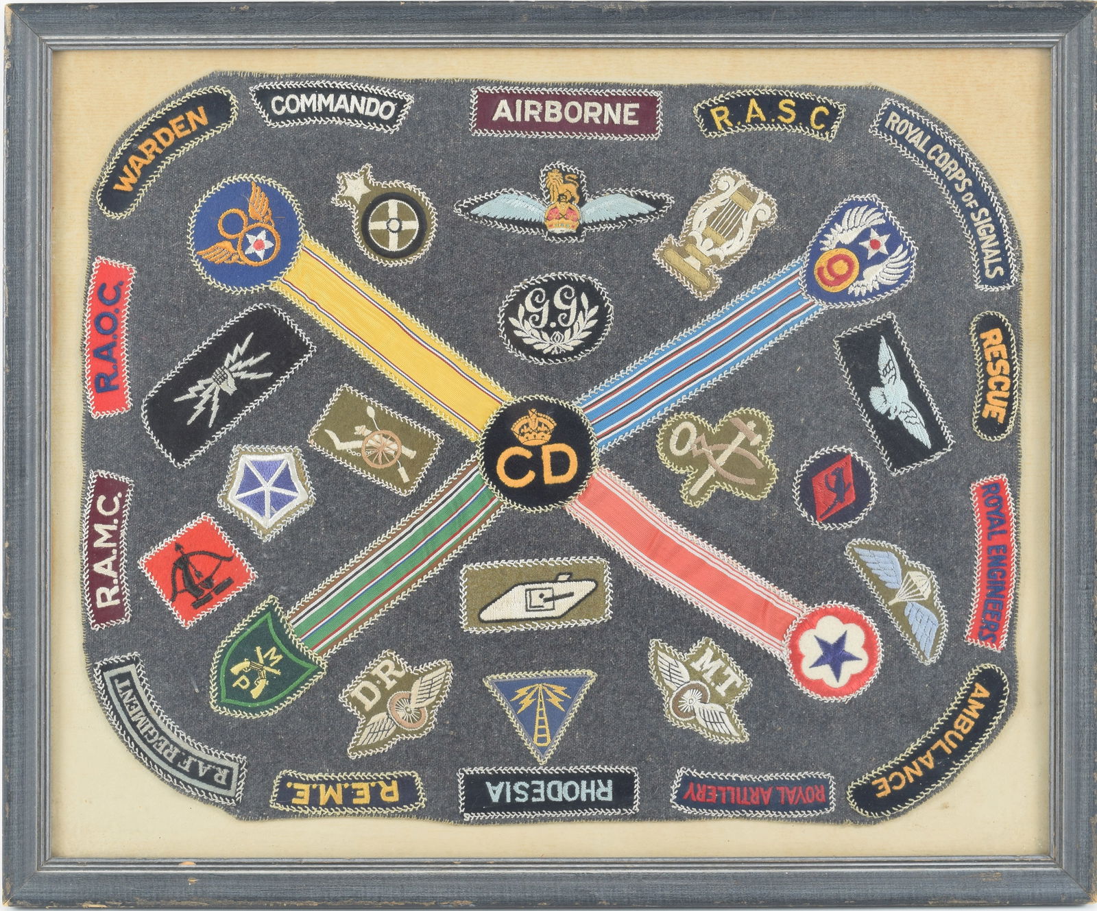 Outstanding WWII era English and American allied patch work embroidery of different Royal and (1 of 6)