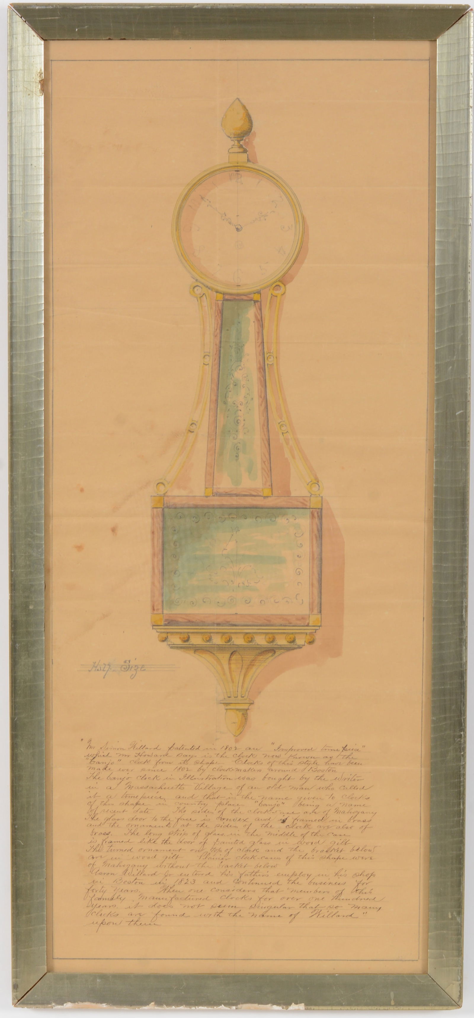 American early 20th Century. Illustration of a Simon Willard banjo clock. Watercolor and graphite (1 of 6)