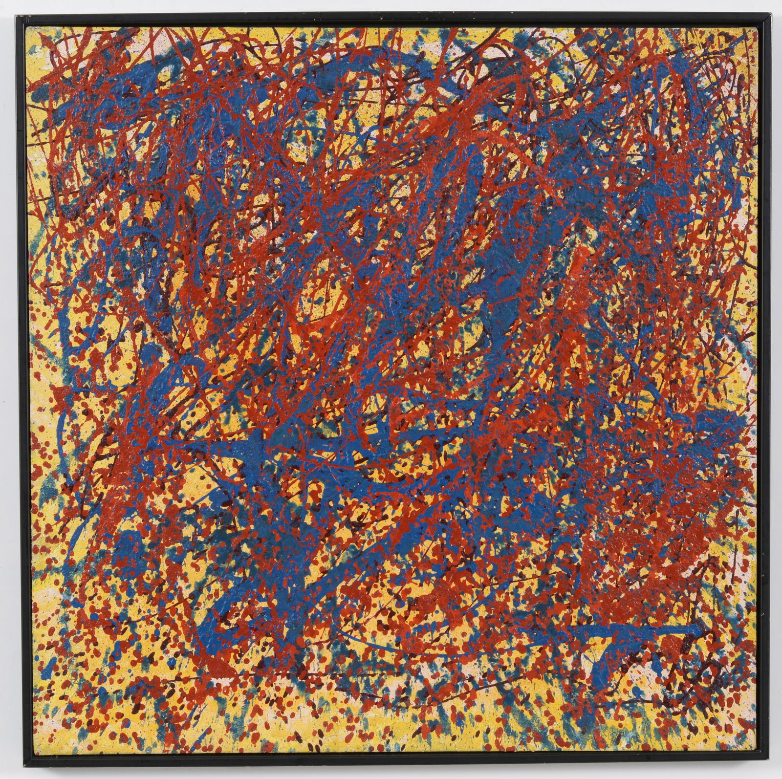 William H. Alpert. Abstract composition in the style of Jackson Pollack. Oil on canvas. Unsigned. (1 of 7)