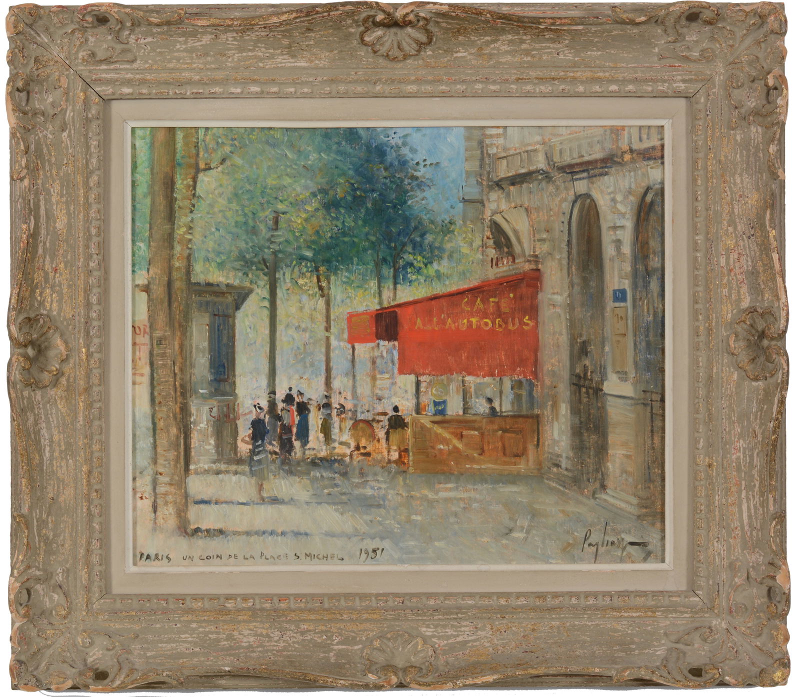 Francesco Pagliazzi. "Paris Un Coin de la Place S. Michel". 1951. Oil on canvas. Signed lower right (1 of 9)