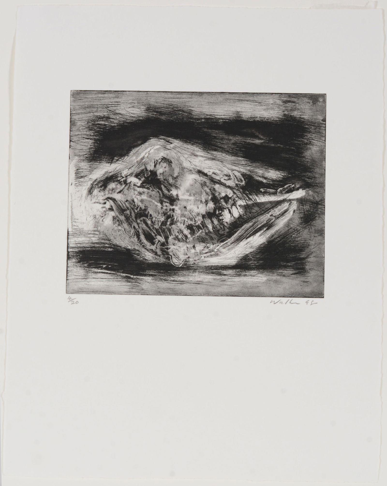 John Walker. American. "Passing Bells". 1998. Etching. Sight: 8 x 10in. Paper: 18.25 x 14.25in.: John Walker. American. "Passing Bells". 1998. Etching. Sight: 8 x 10in. Paper: 18.25 x 14.25in.