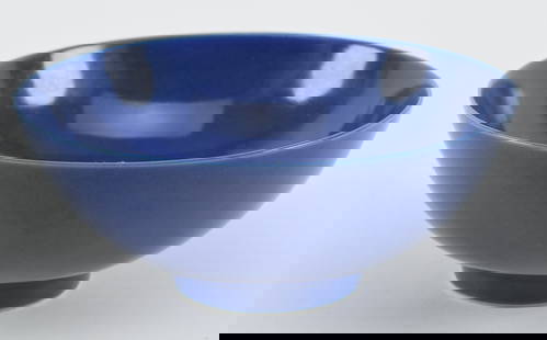 19th century Chinese porcelain bowl. Kuang Hsu mark and of the period. Deep blue color. Light: 19th century Chinese porcelain bowl. Kuang Hsu mark and of the period. Deep blue color. Light surface scratches and wear consistent with age. 6.75in diameter.