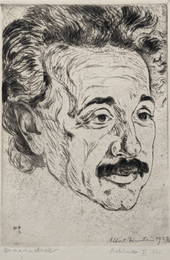 Albert Einstein. Portrait engraving by Hermann Struck, ca. 1920. Signed and dated 1923 by Albert