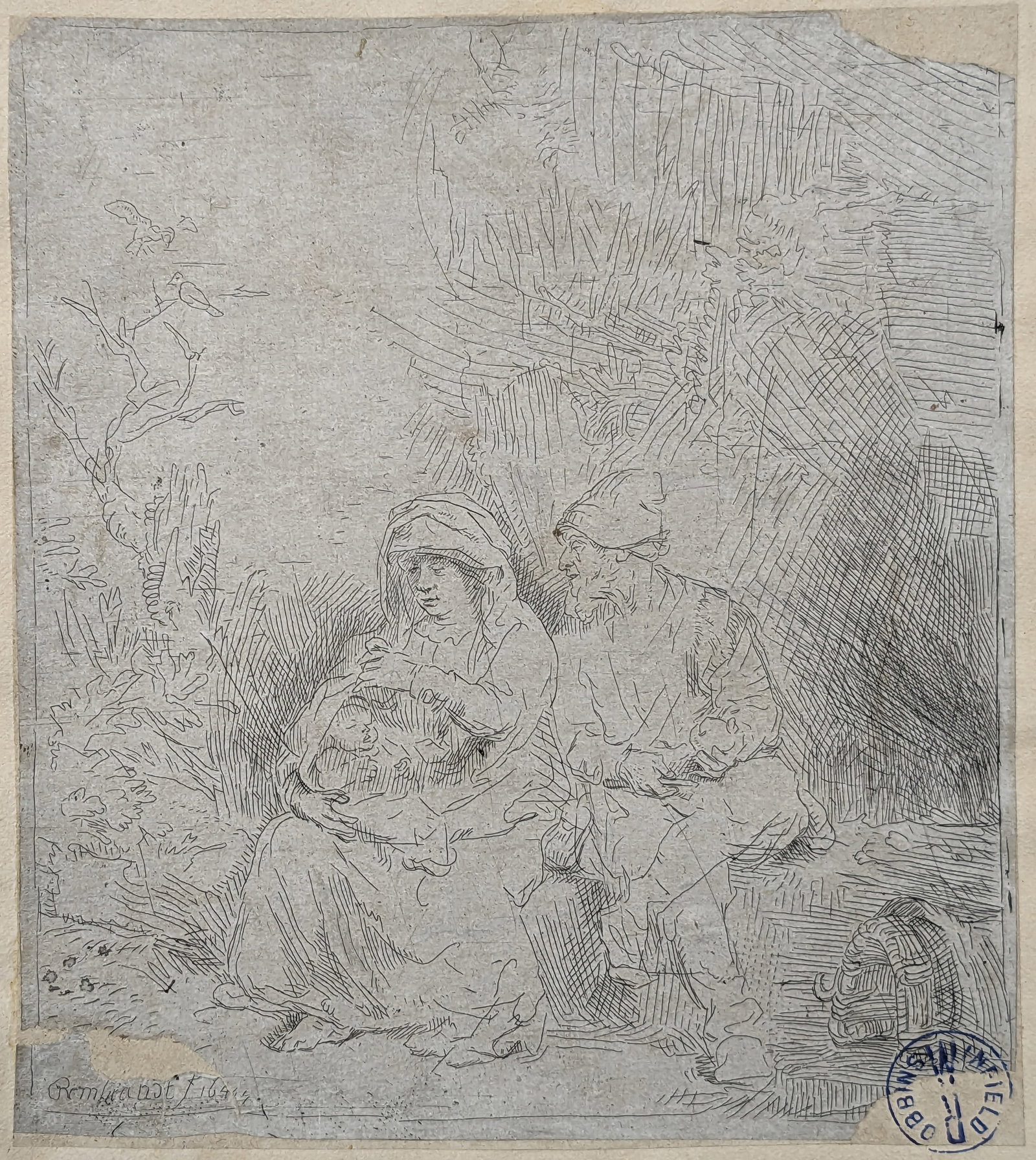 Rembrandt van Rijn. The Rest on the Flight into Egypt: Lightly Etched (1645). New Hollstein 227, (1 of 5)
