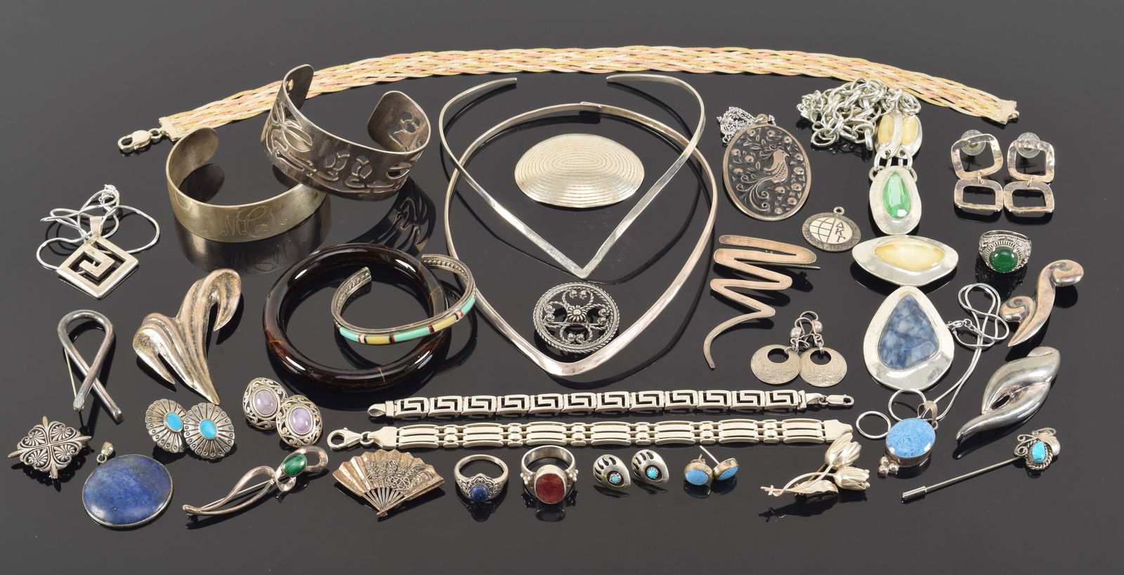 Selection of sterling silver jewelry including vintage. Features some designer pieces, Taxco, stone (1 of 7)