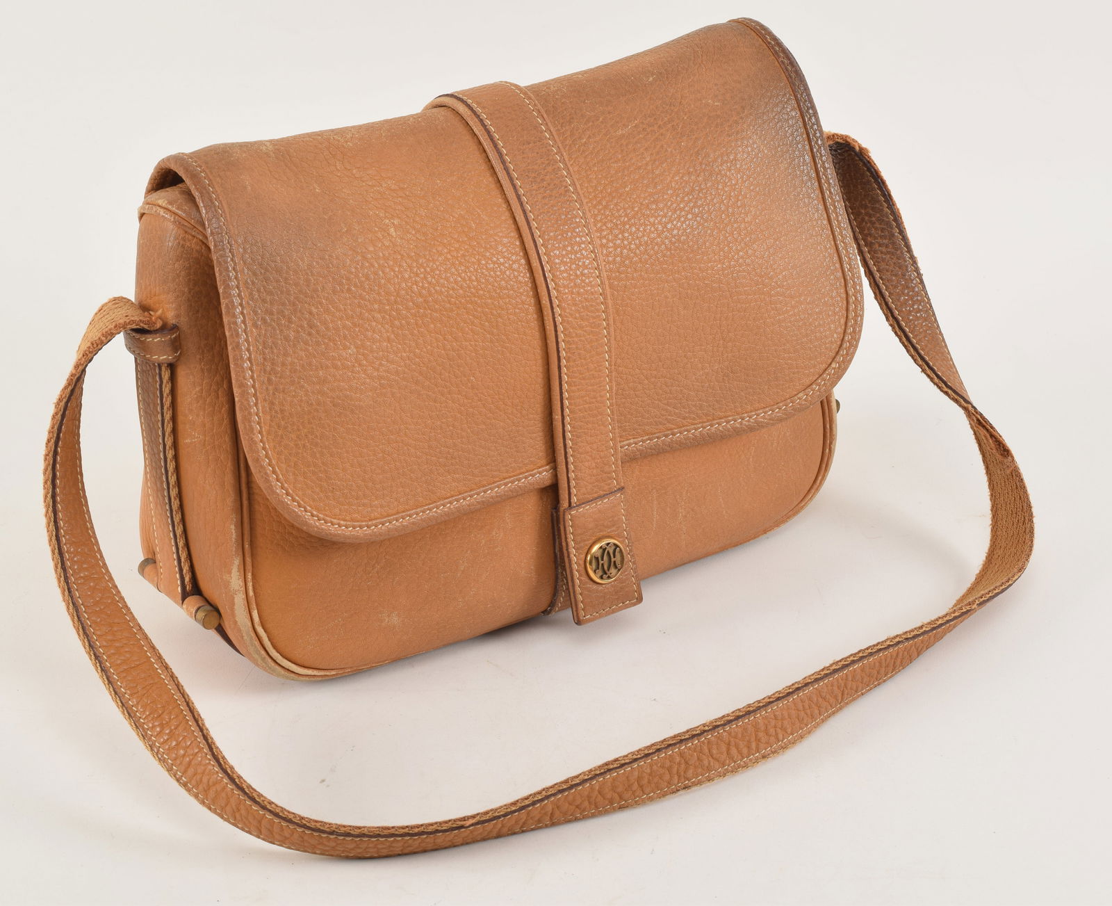 Hermes Noumea tan calfskin leather shoulder bag. Marked Hermes Paris Made in France. Scuffs and wear (1 of 8)