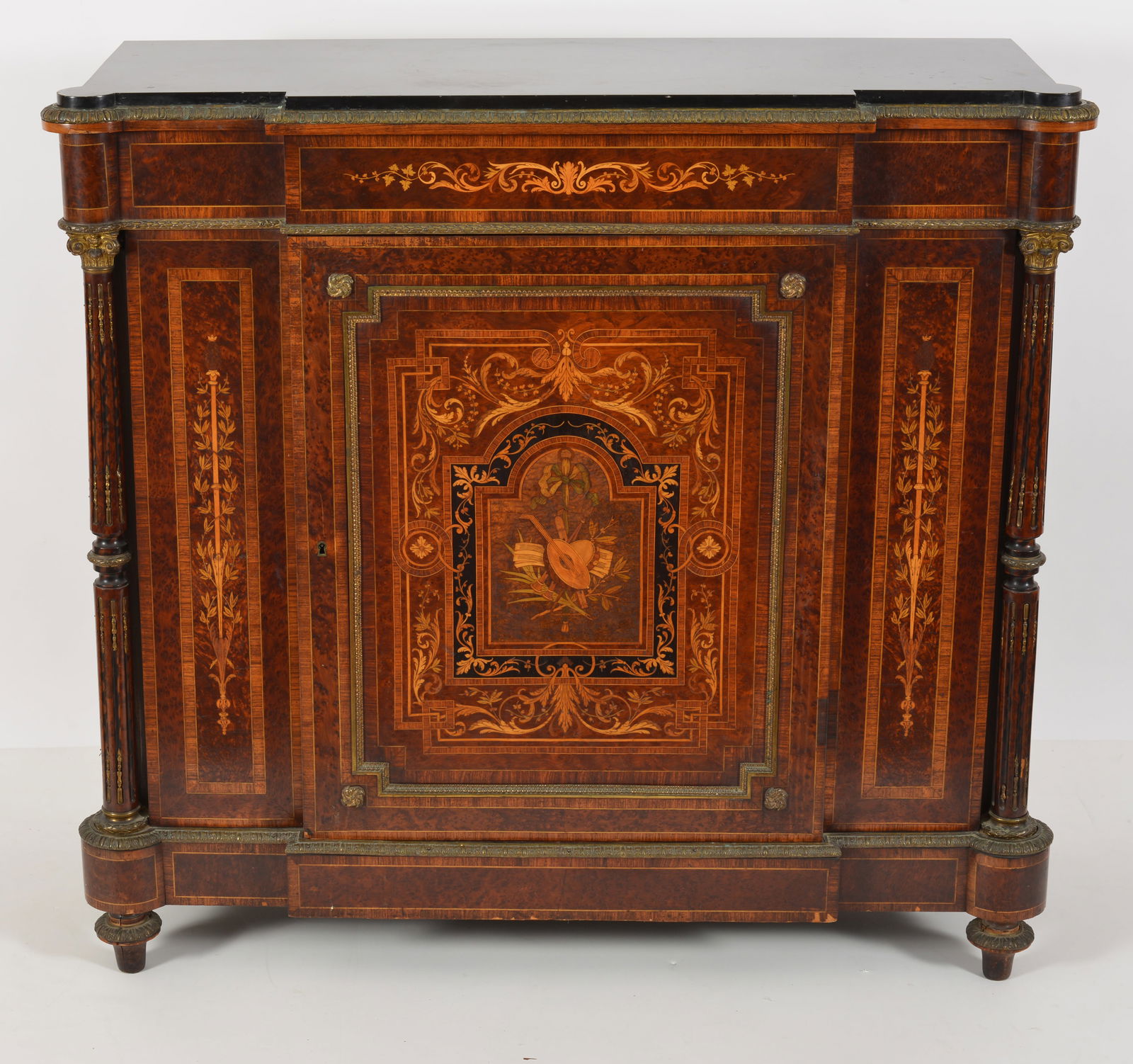 Victorian Renaissance Revival inlaid and ormolu mounted burl walnut credenza, late 19th Century. (1 of 9)
