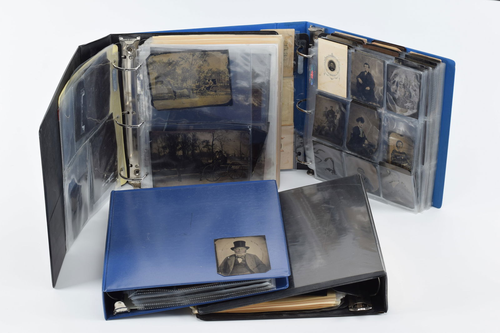 Large lot of 600 tintype photographs. Views of friend groups, outdoor scenes including carriages and (1 of 18)