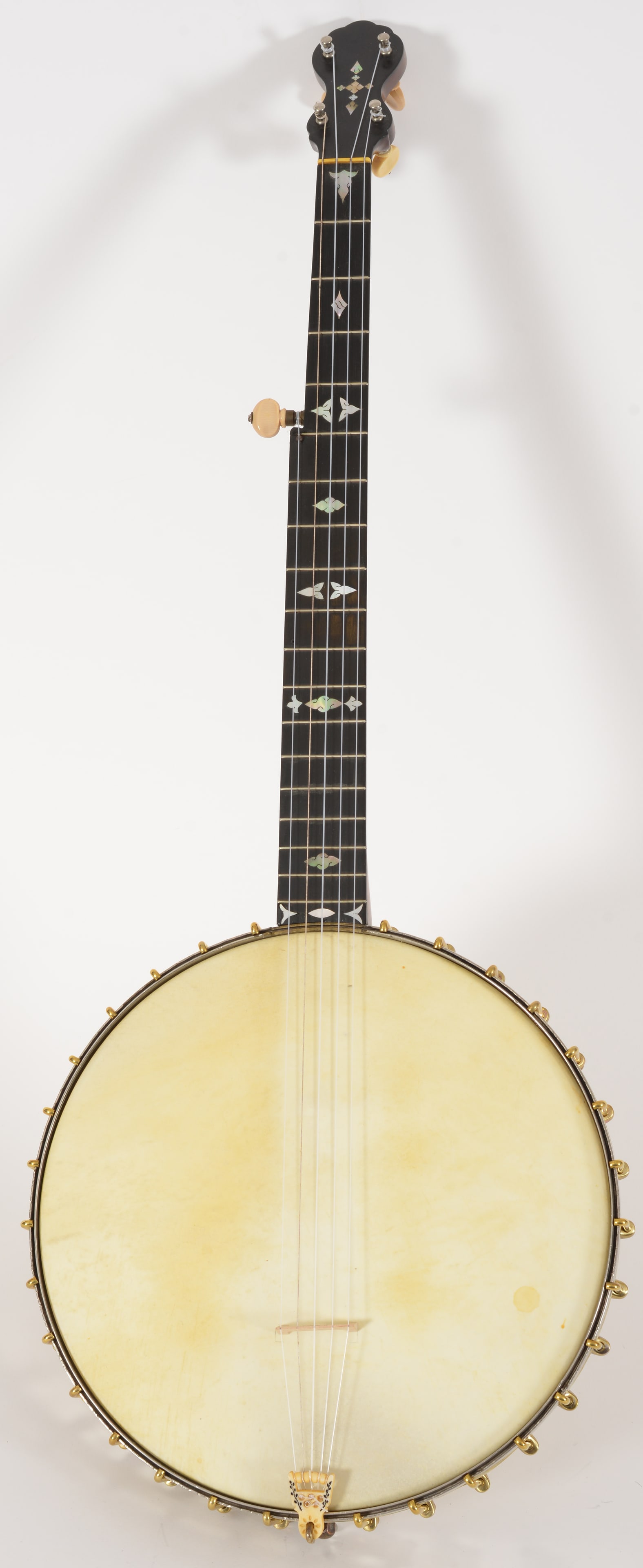 A. C. Fairbanks "Electric" Banjo. Serial # 9905, circa 1889. Dowel stick stamped "A.C.Fairbanks & (1 of 12)