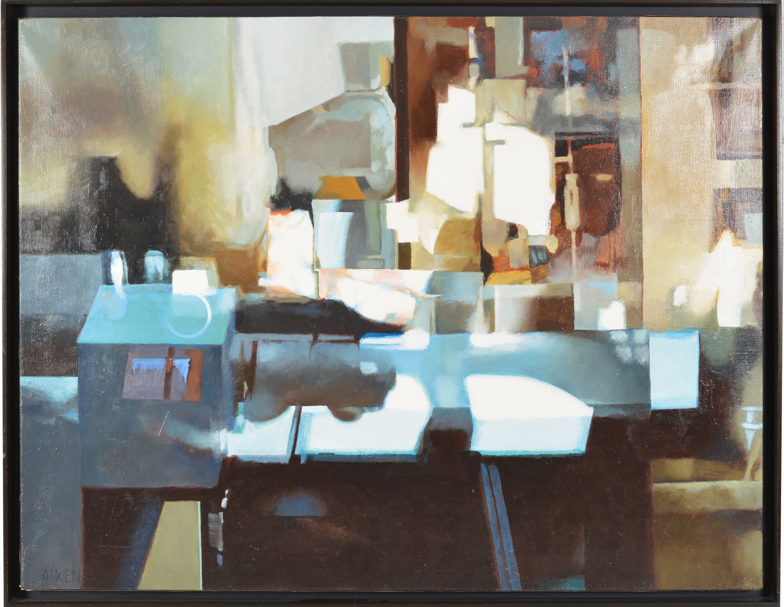 Willian Aiken. American Contemporary. "Shadow Lights". Interior view. Oil on canvas. Framed 34 x 44" (1 of 8)